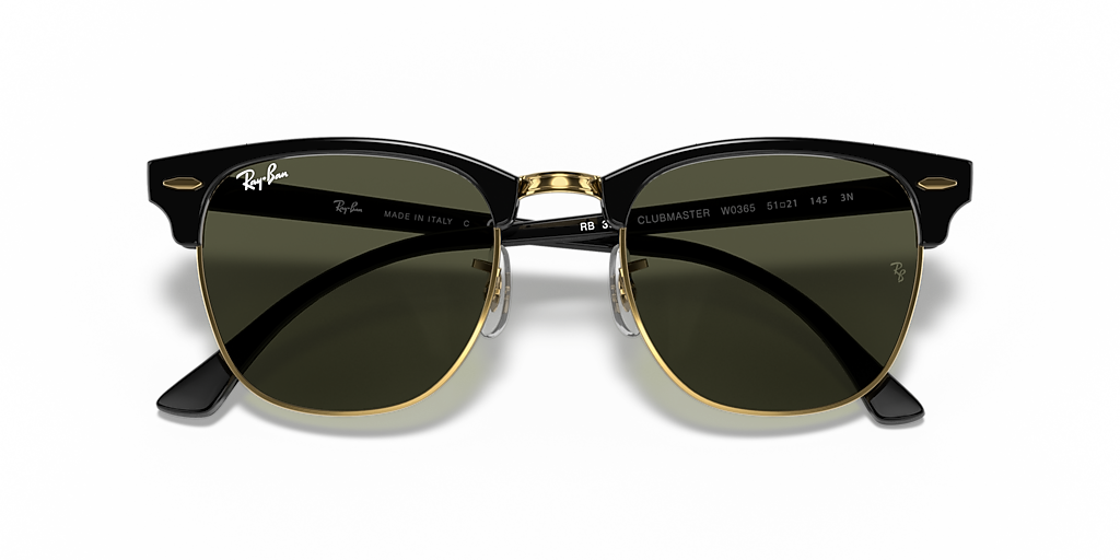 Ray-Ban RB3016 CLUBMASTER 1354/R5 51□21 Ray-Ban Clubmaster Classic L (51 - 21) with Green lenses and Black