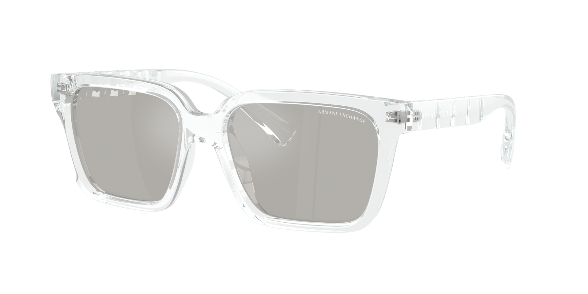 Armani Exchange Homme Sunglass AX4147S - Couleur du Monture: Cristal brillant, Couleur de Lentille: Gris clair Flash Argent
