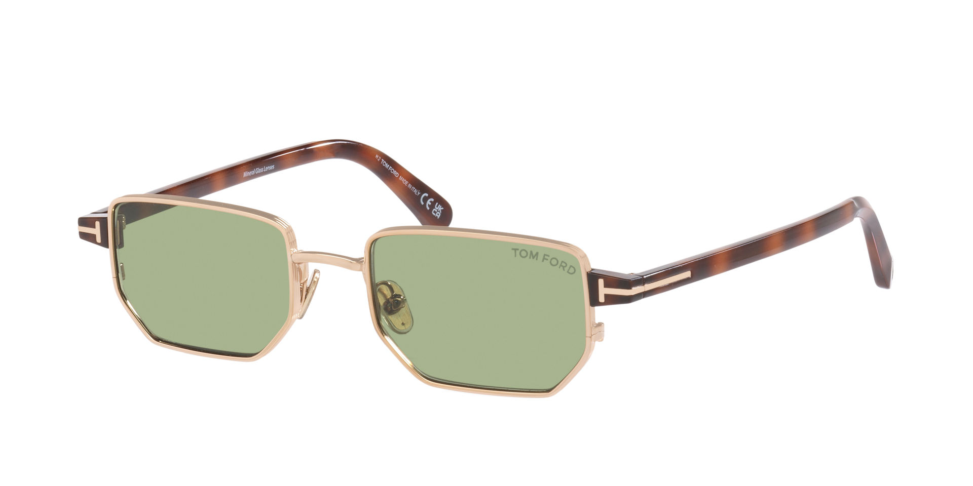 Tom Ford Mann Sunglass Liam-02 - Rahmenfarbe: Gold Rosa glänzend, Linsenfarbe: Grün