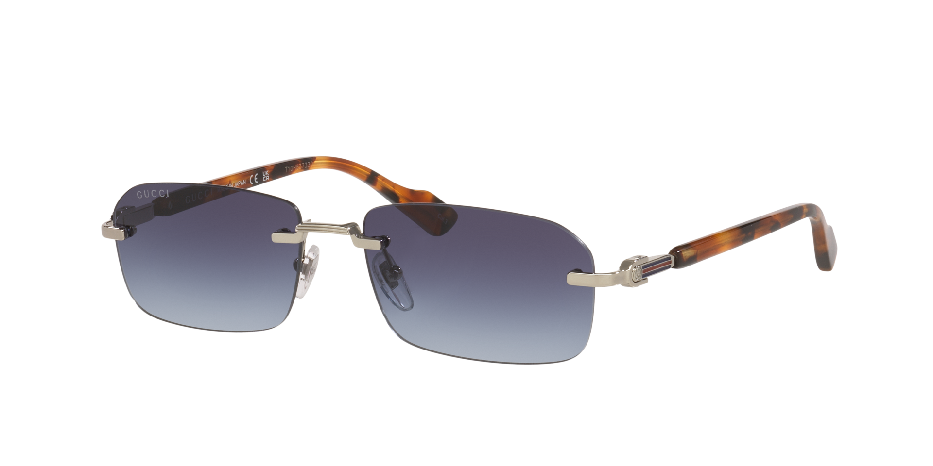 Gucci Man Sunglass GG1221S - Frame color: Silver, Lens color: Blue Gradient