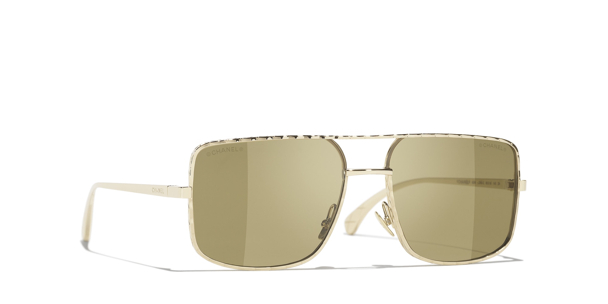 Chanel Woman Sunglass Pilot Sunglasses CH4294 -  Frame color: Pale Gold, Lens color: Olive