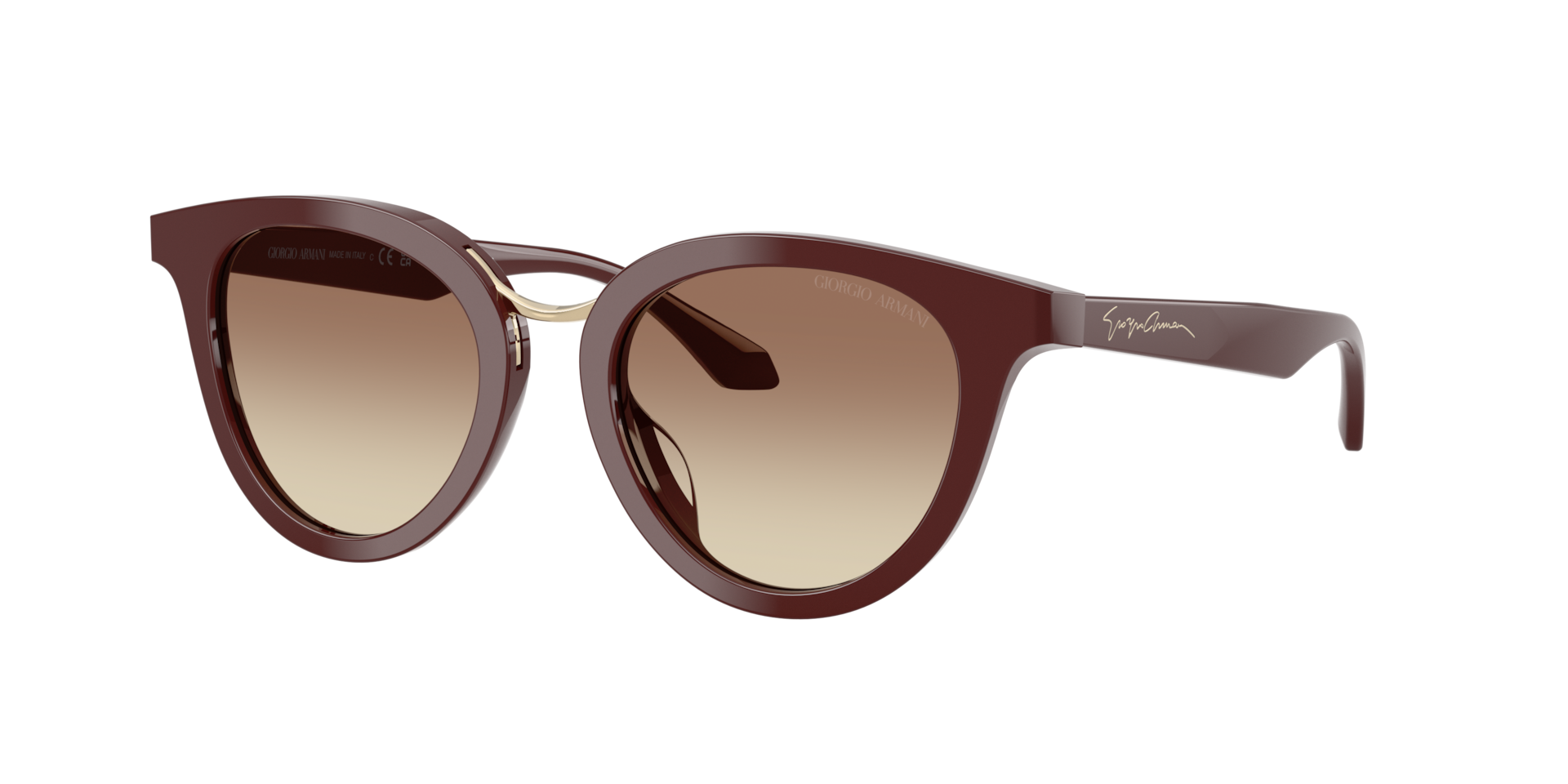Giorgio Armani Brown Ar8252u 639913 Woman Sunglasses Acetate Violet Round Normal Nuanced - Image 2