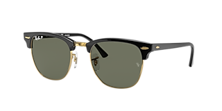 Visit Sunglasses Ray-Ban Clubmaster Classic M (49-21) with Green lenses and Black frame
