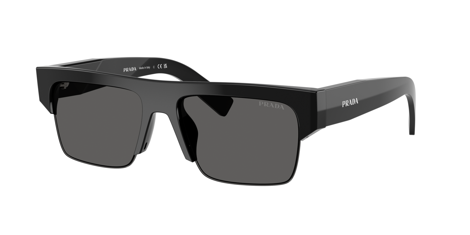 Prada Mann Sunglass PR D12SU - Rahmenfarbe: Schwarz, Linsenfarbe: Ardesia/Antiriflesso