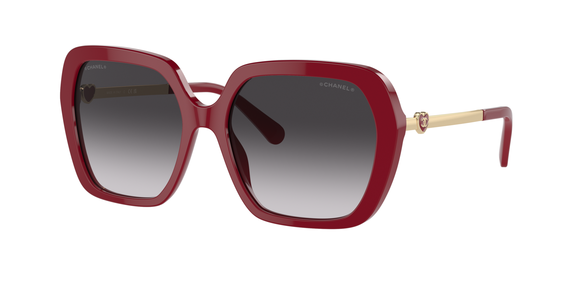 Chanel Femme Sunglass Square Sunglasses CH5521A - Couleur du Monture Rouge Couleur de Lentille Gris 460 €