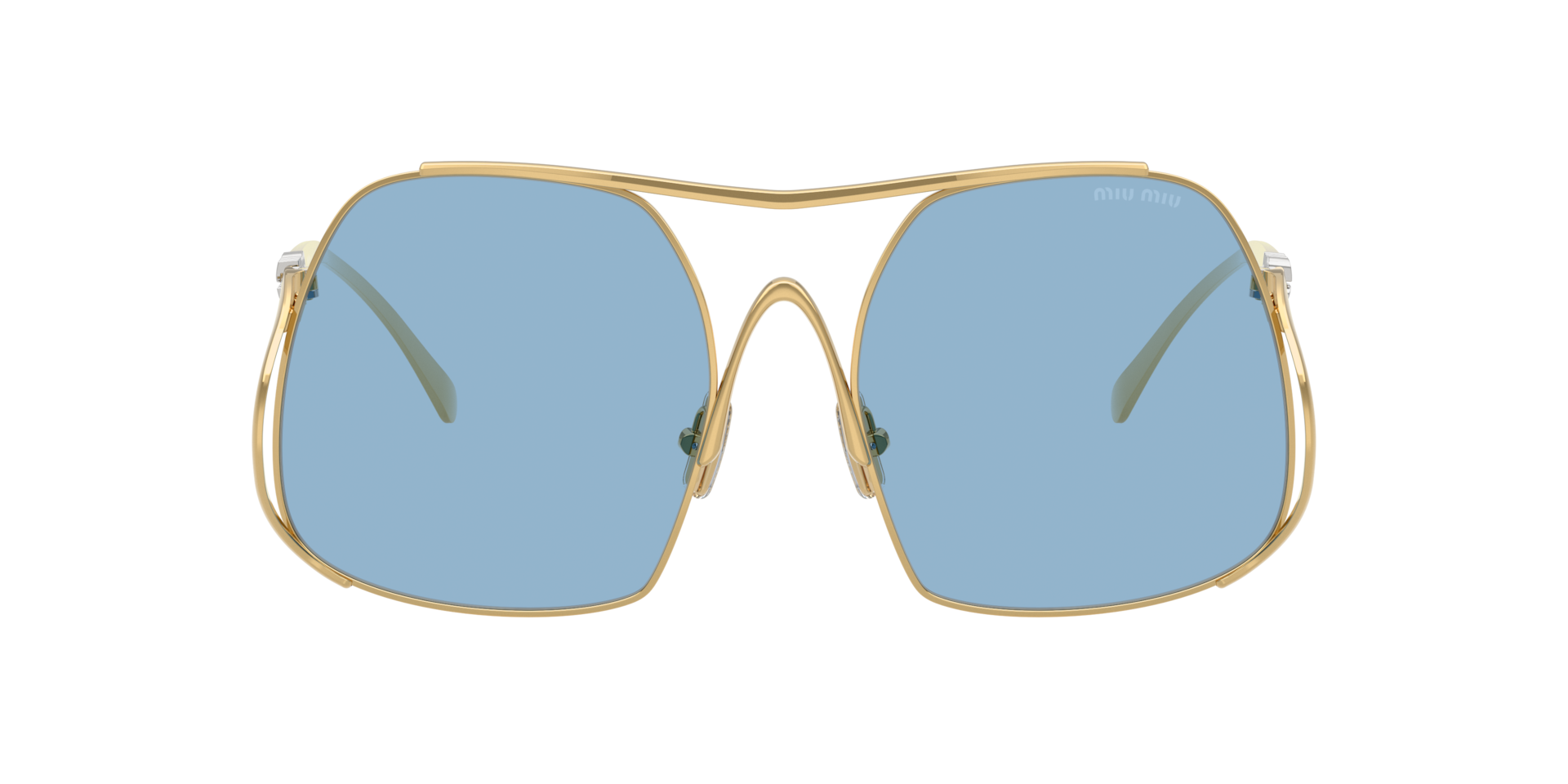 Miu Miu MU A55S XS (57 - 18) with Blue lenses and Gold frame  display picture 2