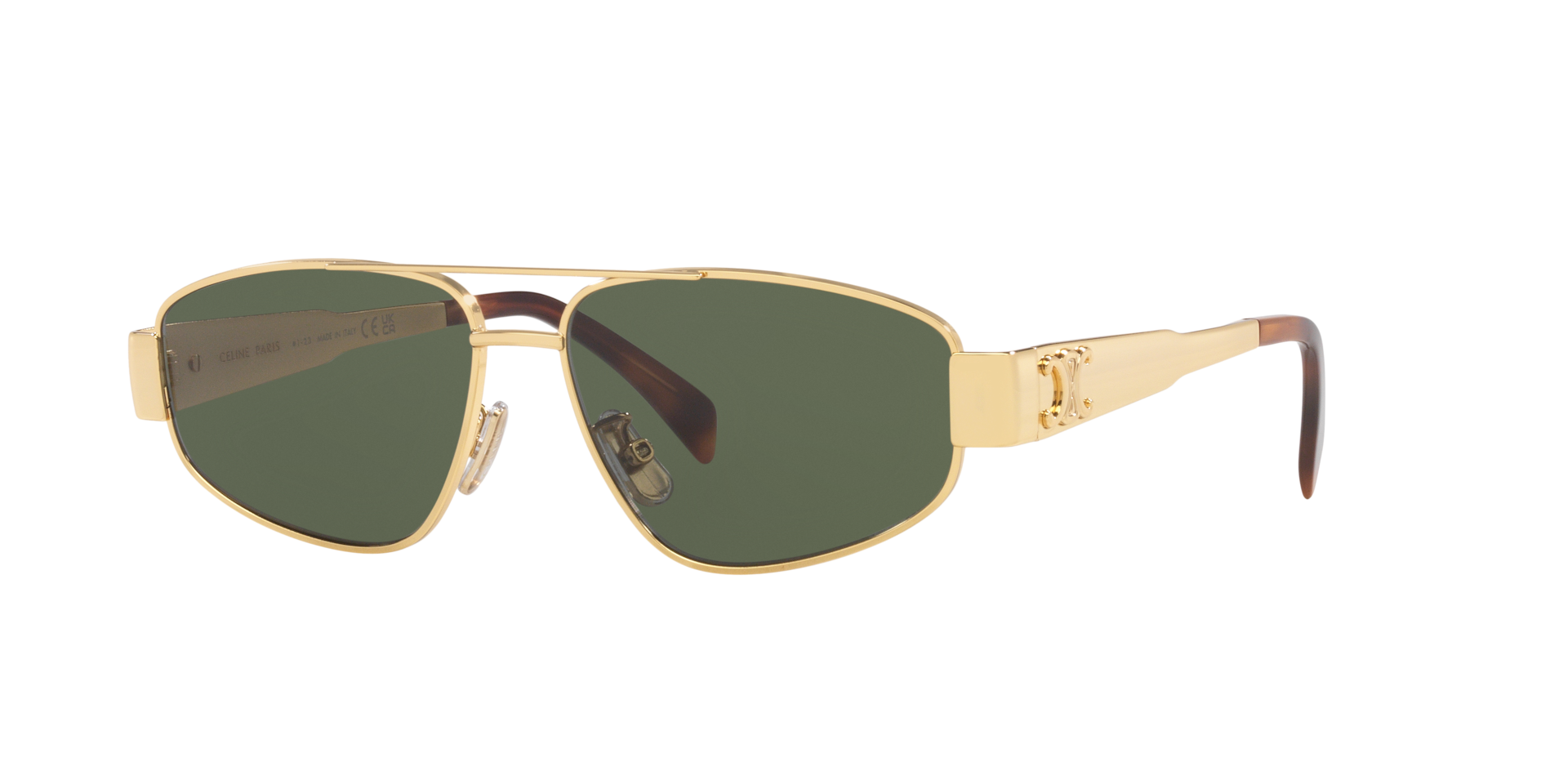 Celine Homme Sunglass Metal Triomphe CL40281U - Couleur du Monture Or Couleur de Lentille Vert 490 €