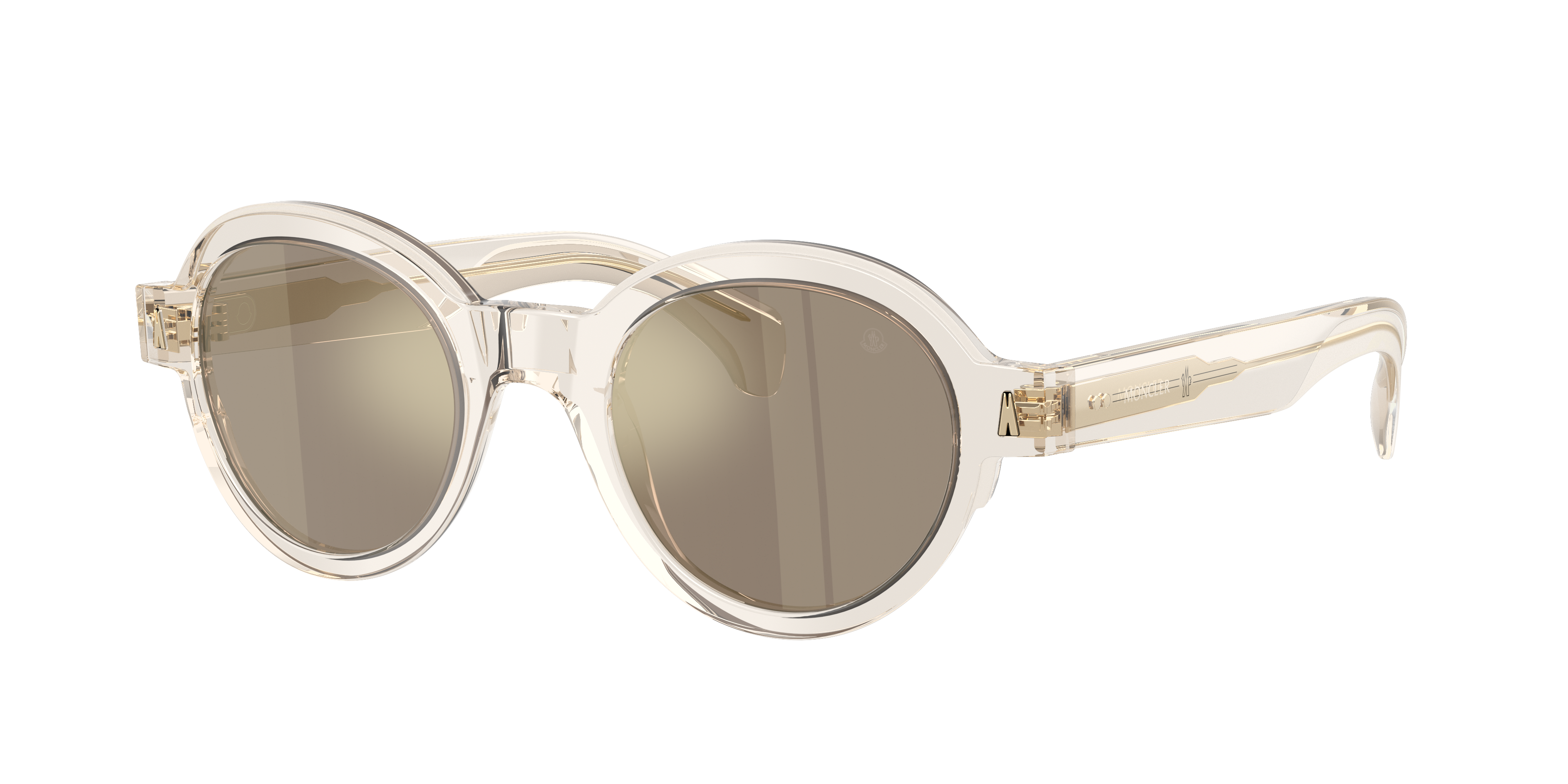 Moncler Unisex Sunglass ME6003 Rondosa -  Frame color: Transparent Butter, Lens color: Light Brown Mirror Gold