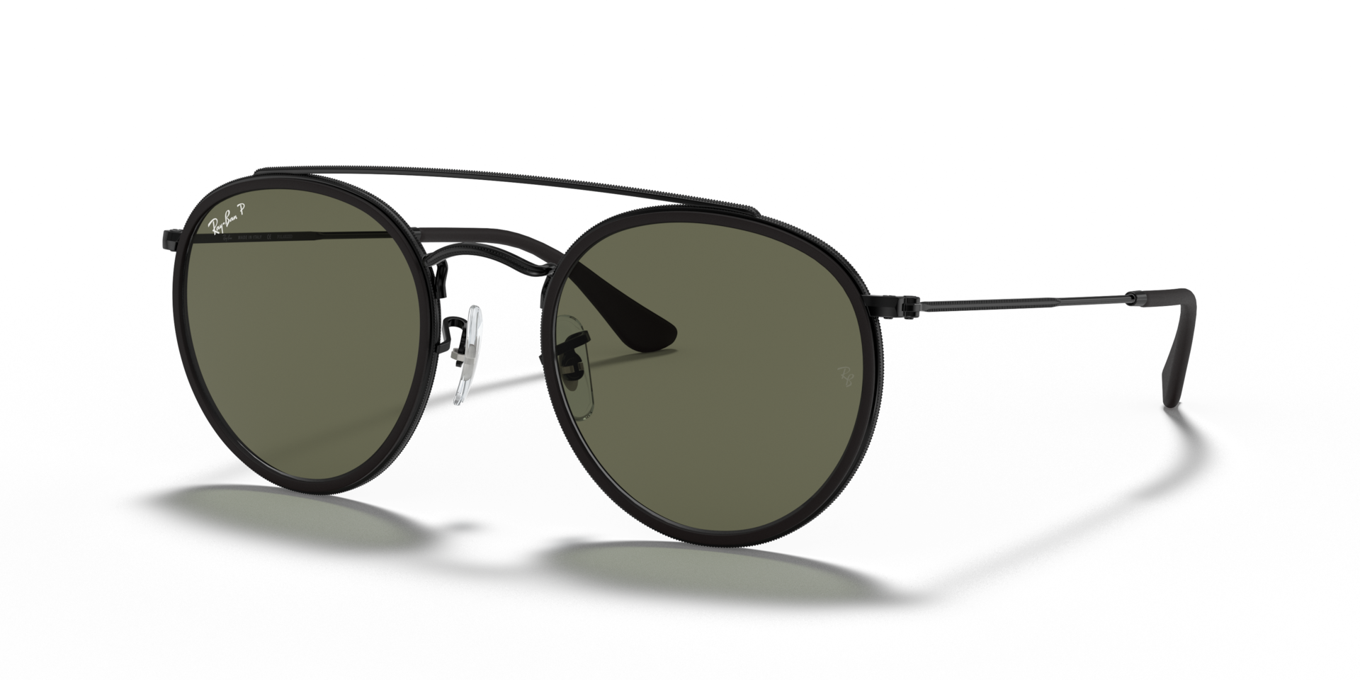Ray-Ban Round Double Bridge M (51 - 22) with Green lenses and