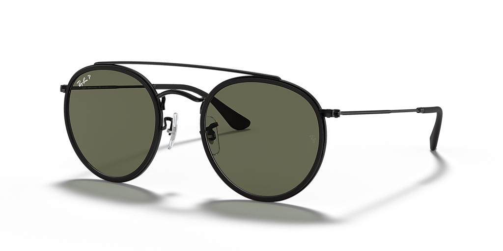 Ray-Ban Round Double Bridge M (51 - 22) with Green lenses and