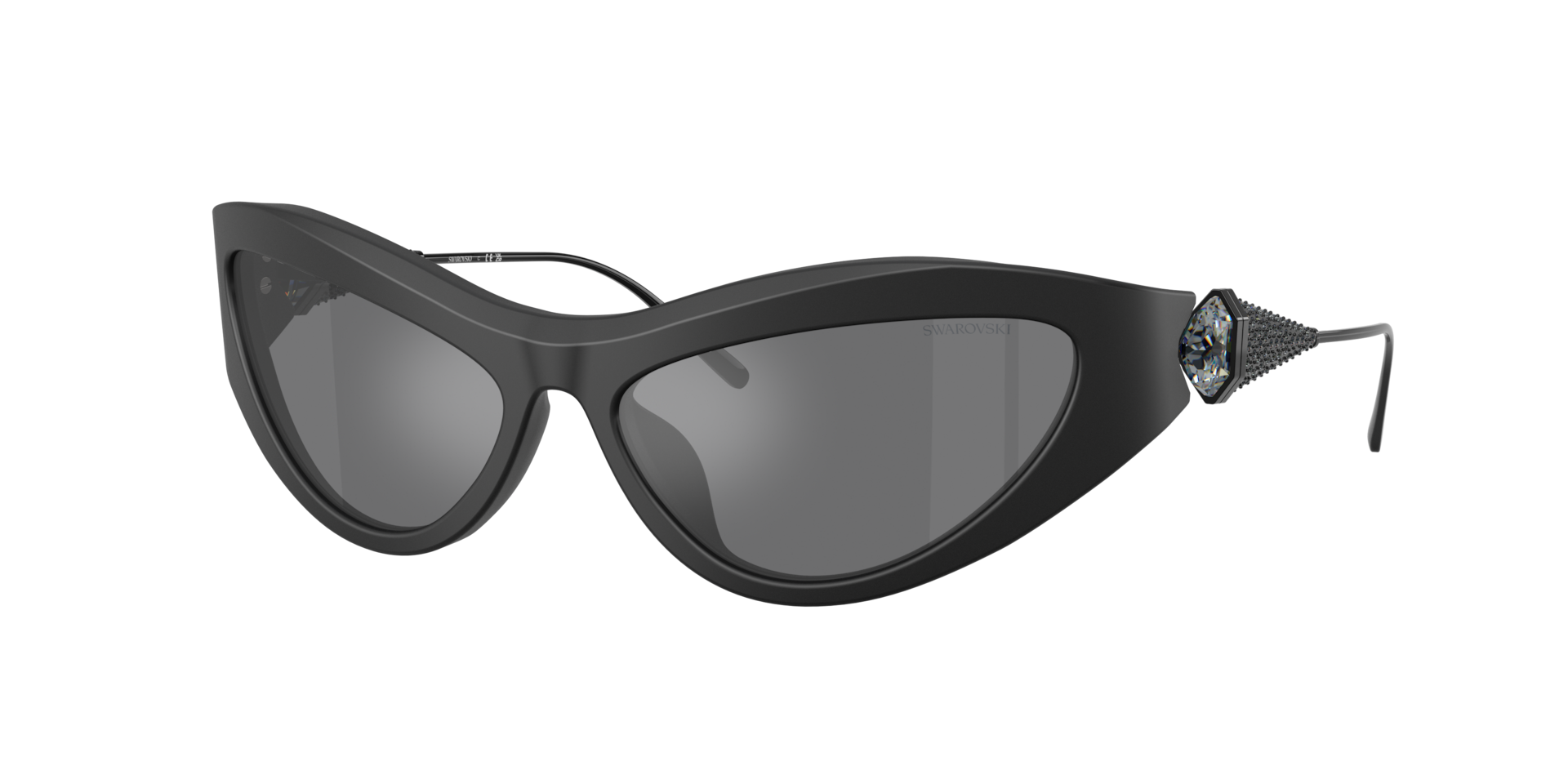 Swarovski Black/Grey Sk6046 10206G Woman Sunglasses Acetate Cat Eye Mirrored - Image 2