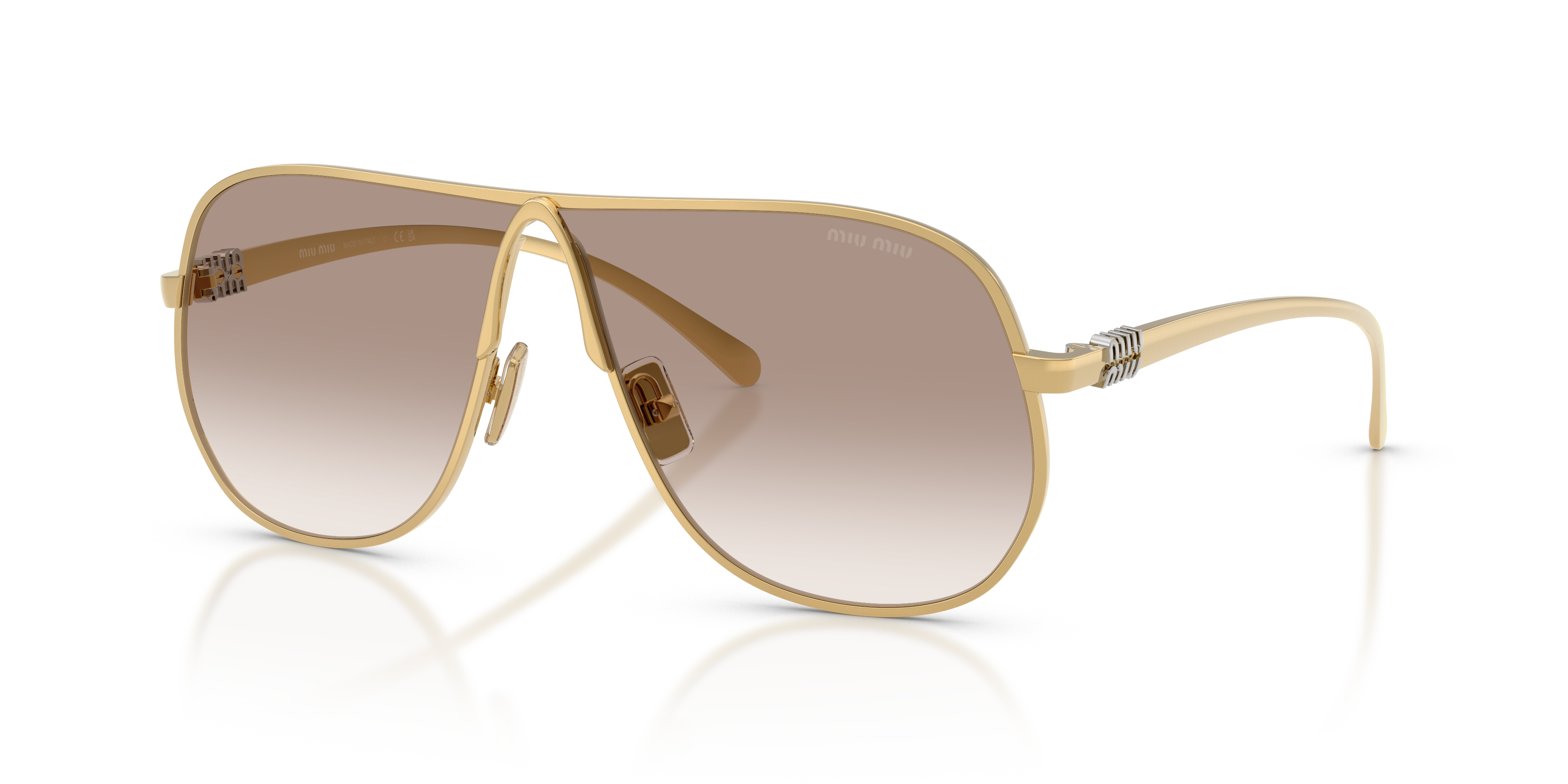 miu. Miu Miu MU A56S L (66 - 02) with Brown lenses and Gold frame
