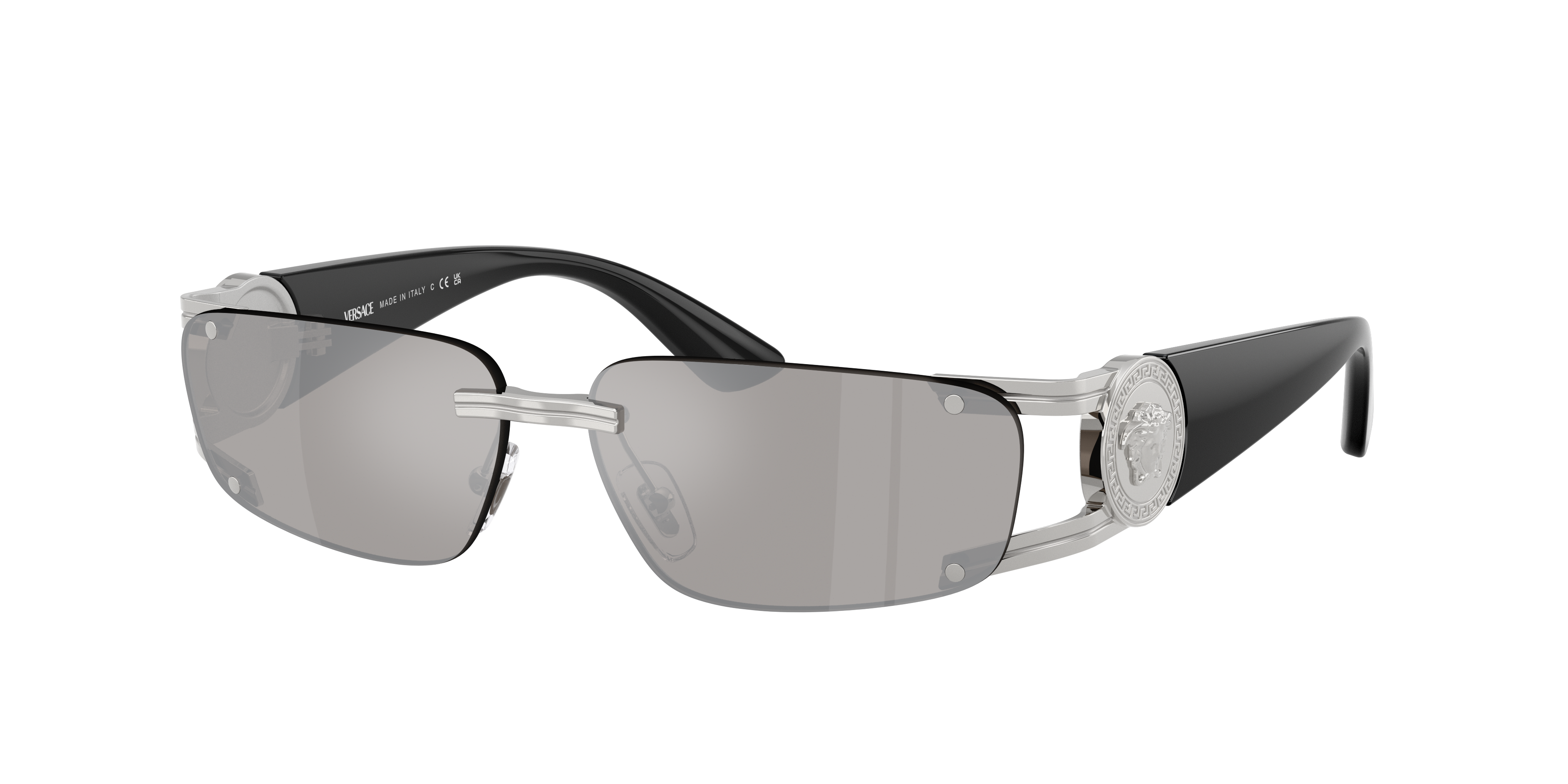 Versace Man Sunglass VE2291 -  Frame color: Silver, Lens color: Light Grey Mirror Silver