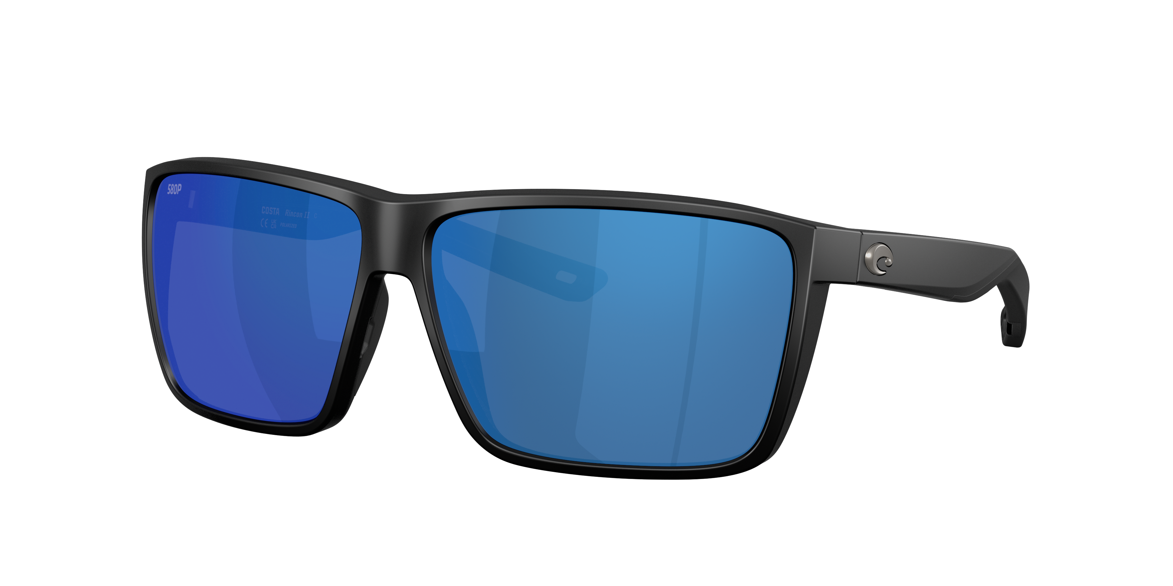 Costa Man Sunglass Rincon II -  Frame color: Matte Black, Lens color: Blue Mirror