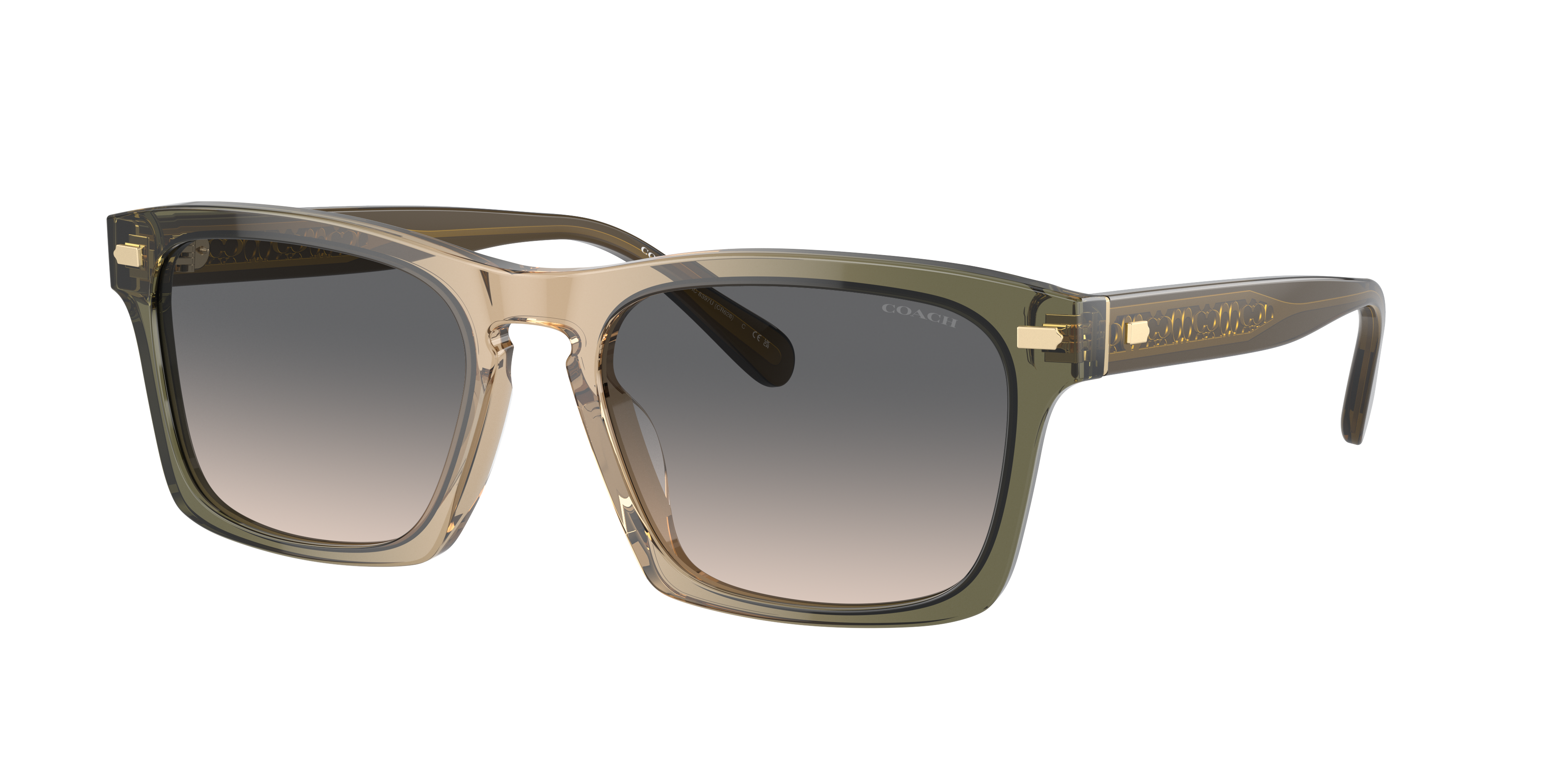 Coach Man Sunglass CR628 -  Frame color: Olive Tan Gradient, Lens color: Green Sand