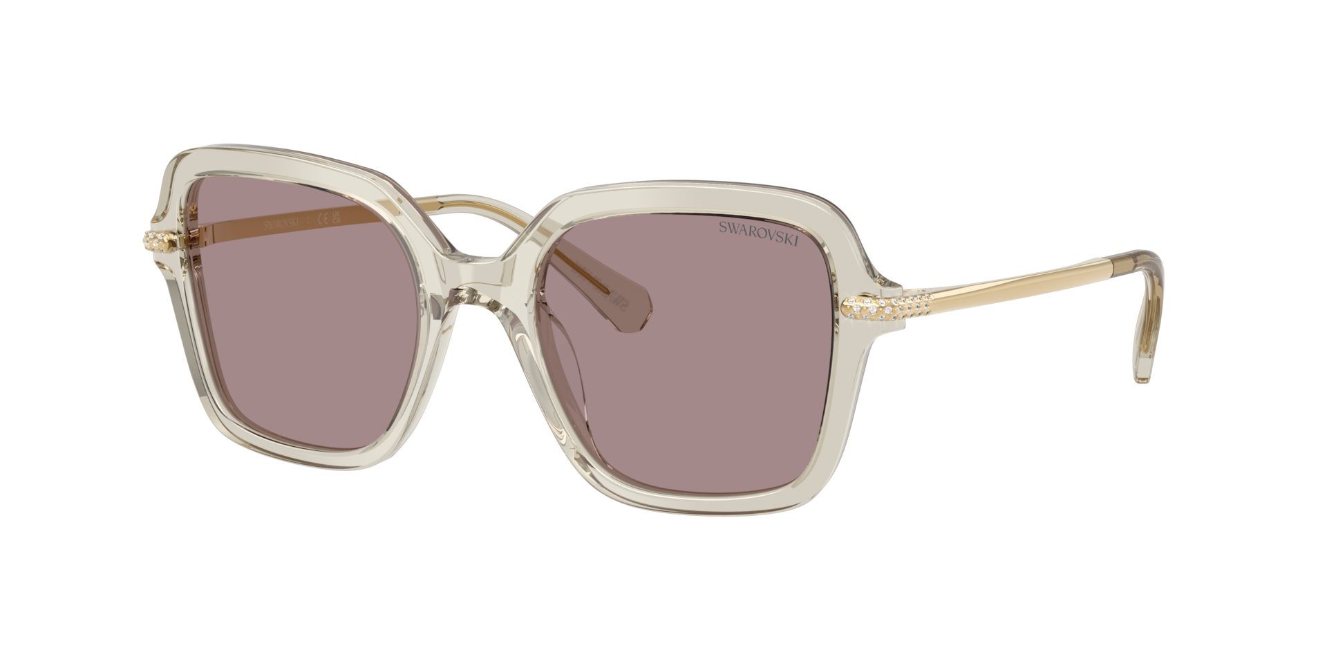 Swarovski Woman Sunglass SK6040 -  Frame color: Transparent Beige, Lens color: Violet