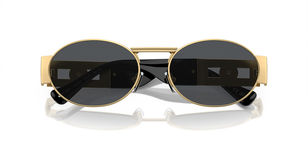 Versace VE2264 L (56 - 18) com Lentes Cinza e Armação Ouro