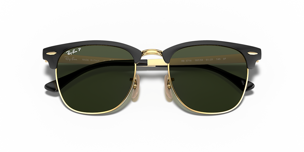 小物 Ray-Ban CLUBMASTER L RB3716 Ray-Ban Clubmaster Metal L (51 - 21) com Lentes Verde e Armação
