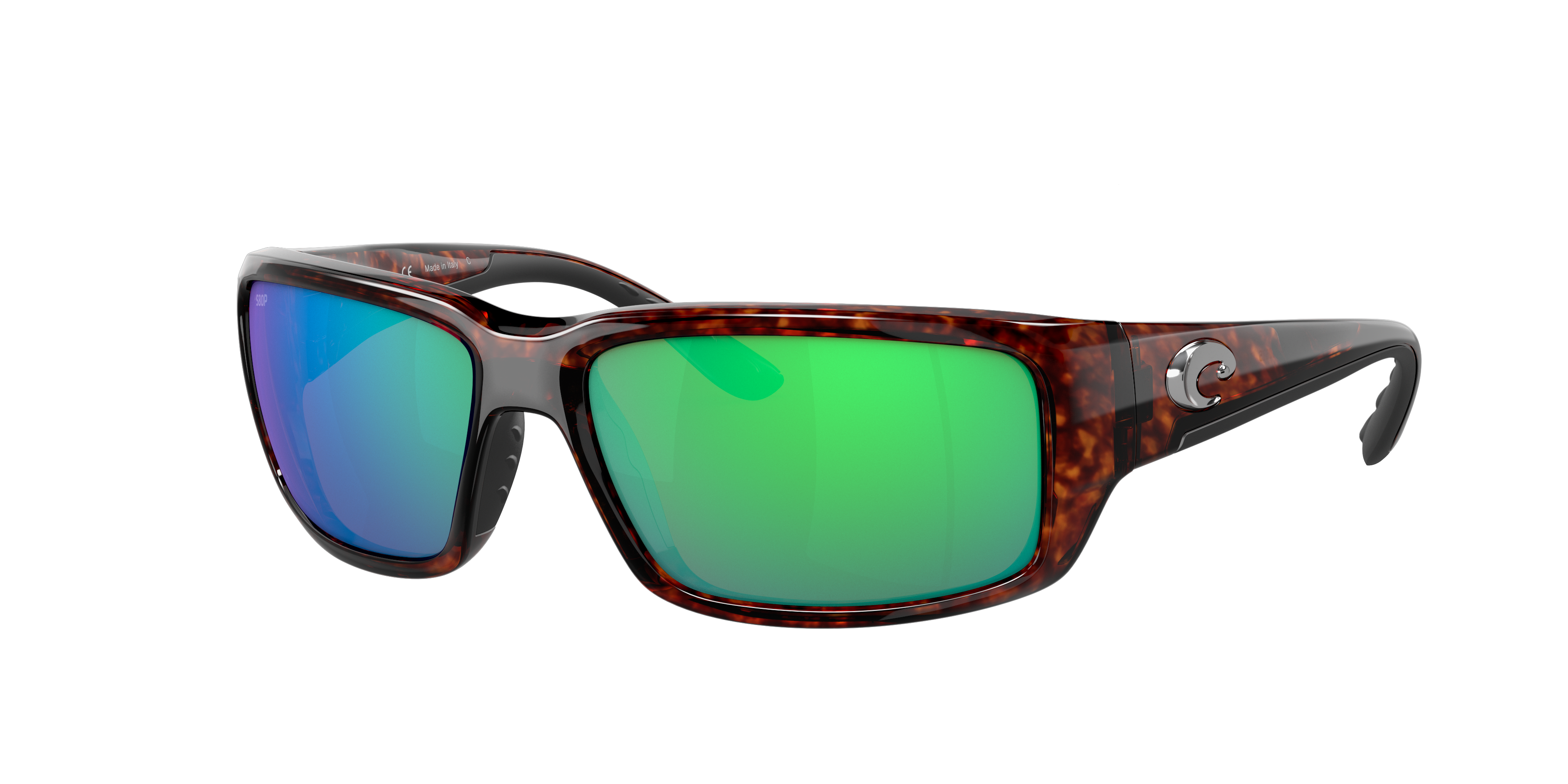Costa Man Sunglass Fantail -  Frame color: Tortoise, Lens color: Green Mirror