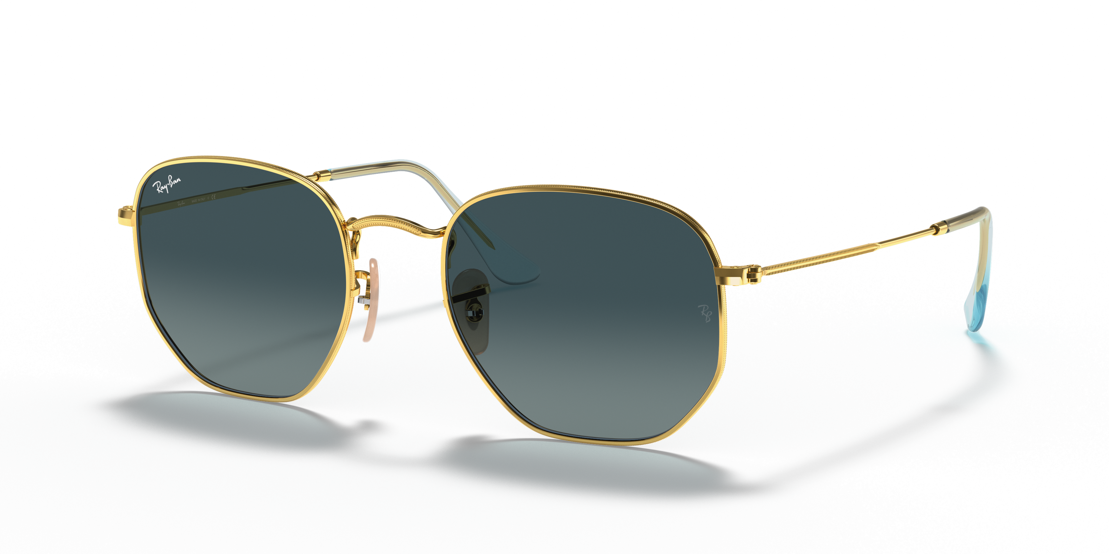 Ray-Ban Hexagonal Flat Lenses M (51 - 21) with Blue lenses and