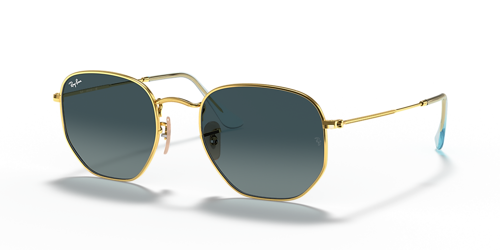 Ray-Ban Hexagonal Flat Lenses M (51 - 21) with Blue lenses and