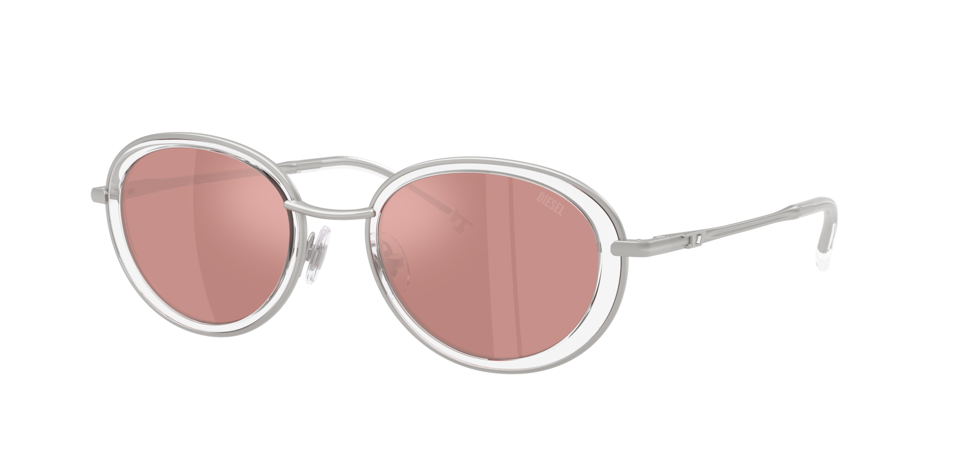 Diesel Unisex Pink Dl1018 1007E4 Sunglasses Metal Silver Round Mirrored - Image 2
