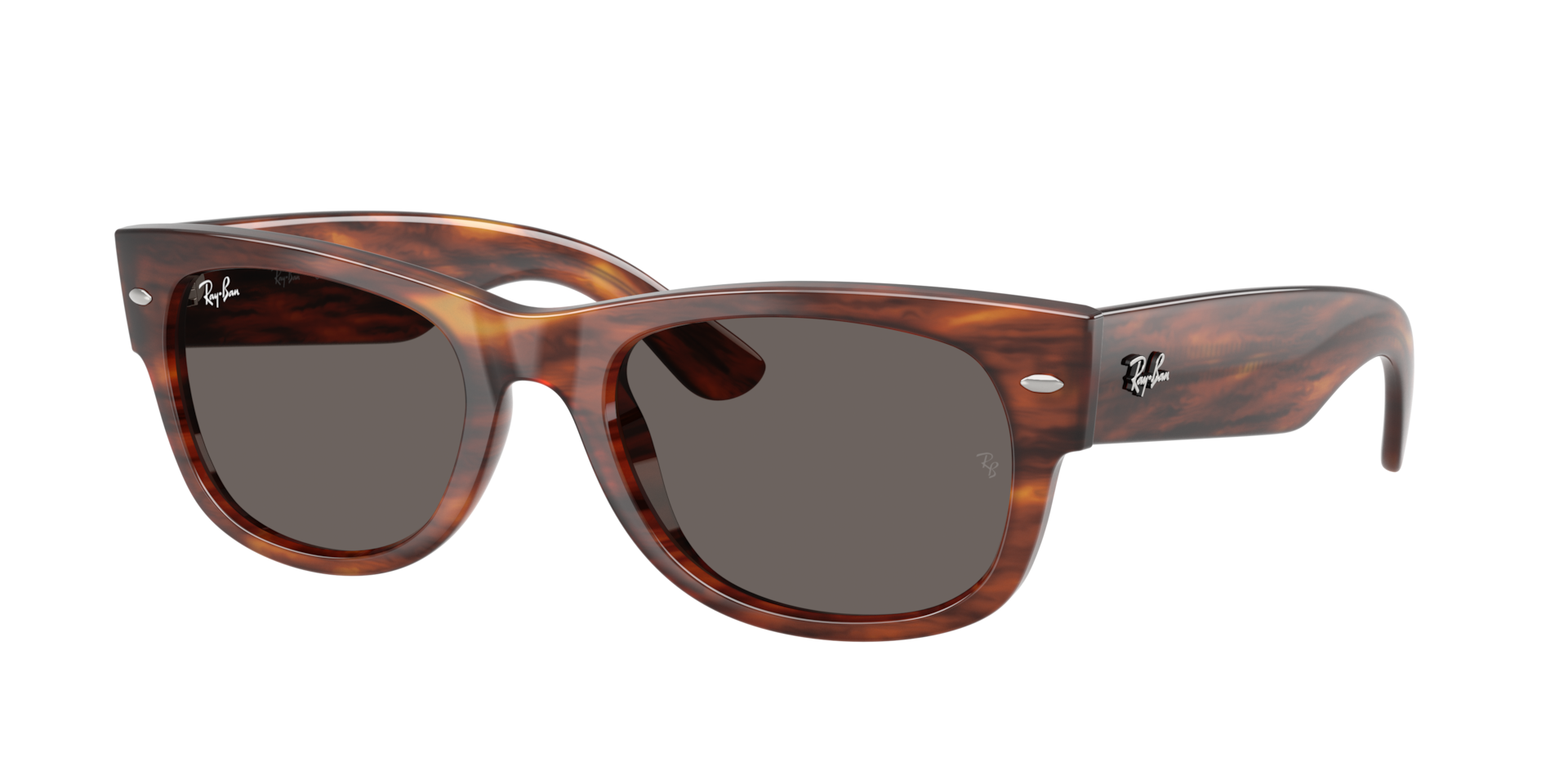 Ray-Ban Unisex Sunglass Mega Wayfarer II - Couleur du Monture: Rayé Havana, Couleur de Lentille: Gris foncé