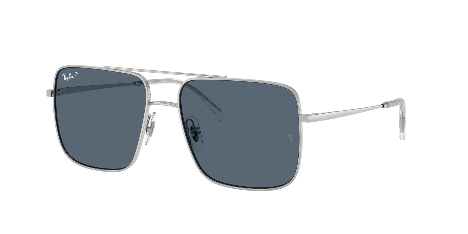 Ray-Ban Unisex Sunglass Ari Bio-Based -  Frame color: Silver, Lens color: Blue Polarized