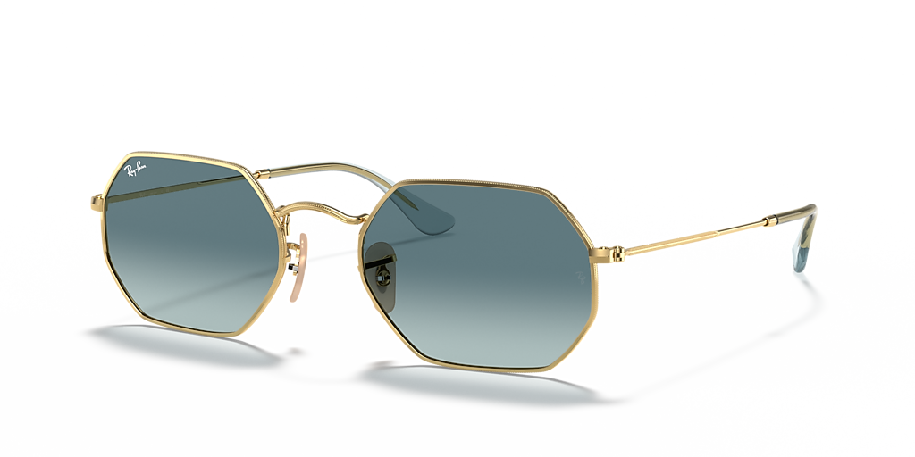 Ray-Ban Octagonal Classic L (53 - 21) with Blue lenses and Gold