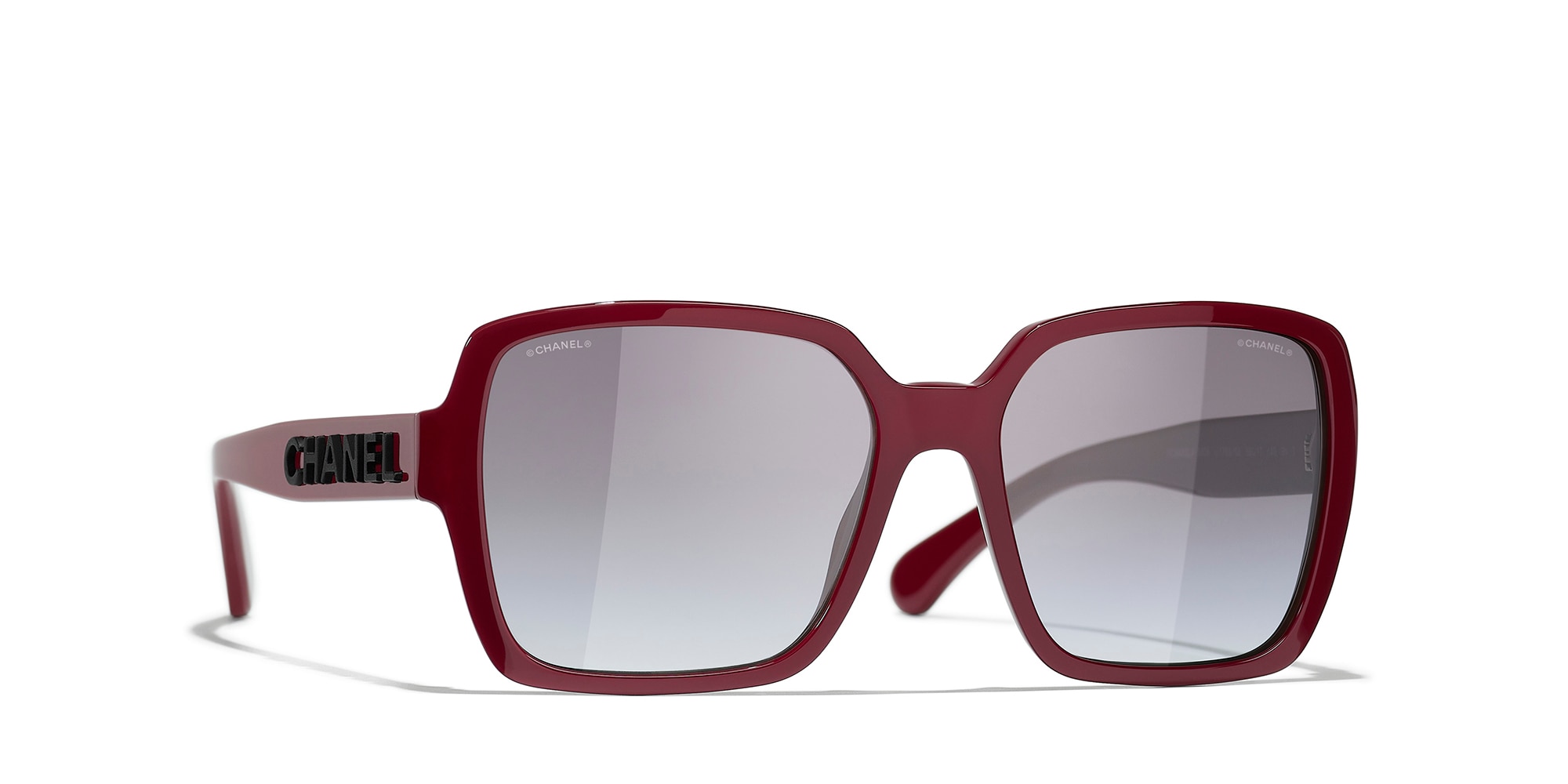Chanel Woman Sunglass Square Sunglasses CH5408 -  Frame color: Burgundy, Lens color: Grey
