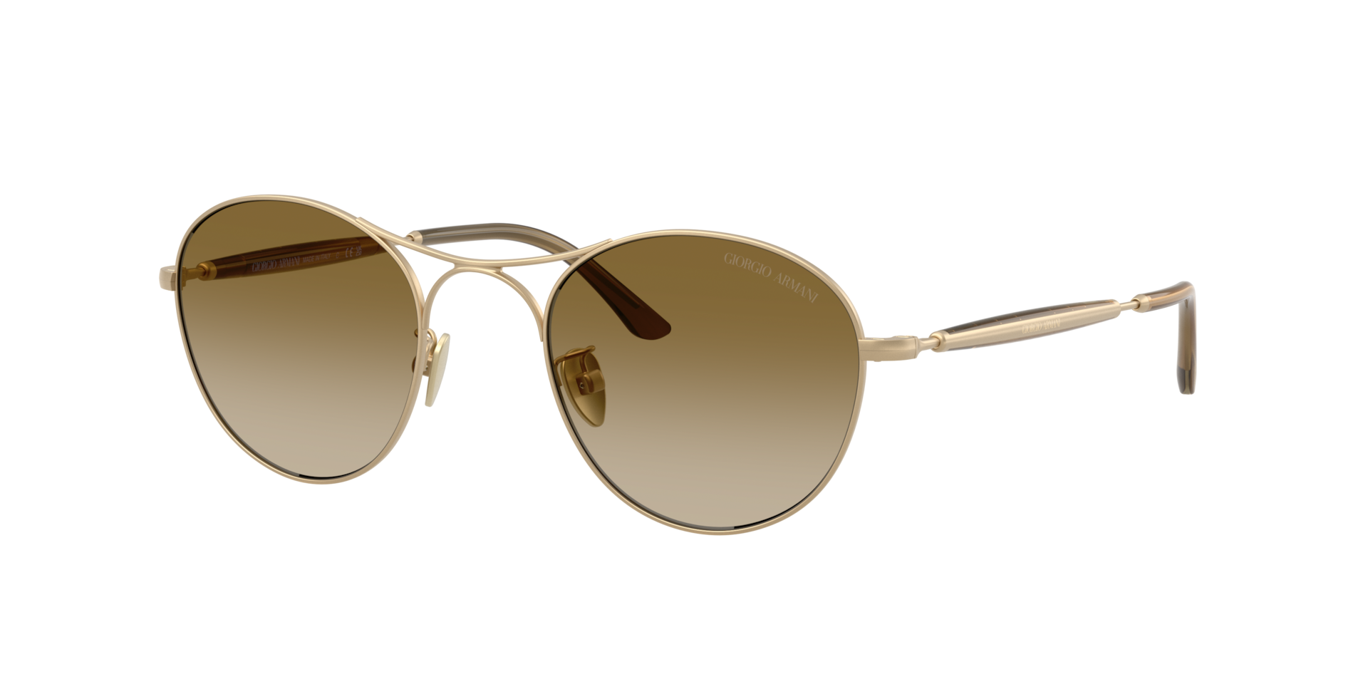 Giorgio Armani Mann Sunglass AR6177 - Rahmenfarbe: Matt Hellgold, Linsenfarbe: Braun Verlaufstönung