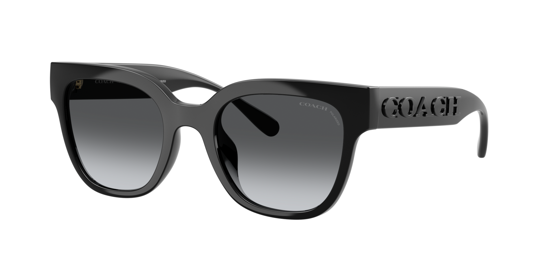 Coach Woman Sunglass CFT88 - Frame color: Black, Lens color: Grey Gradient Polarized