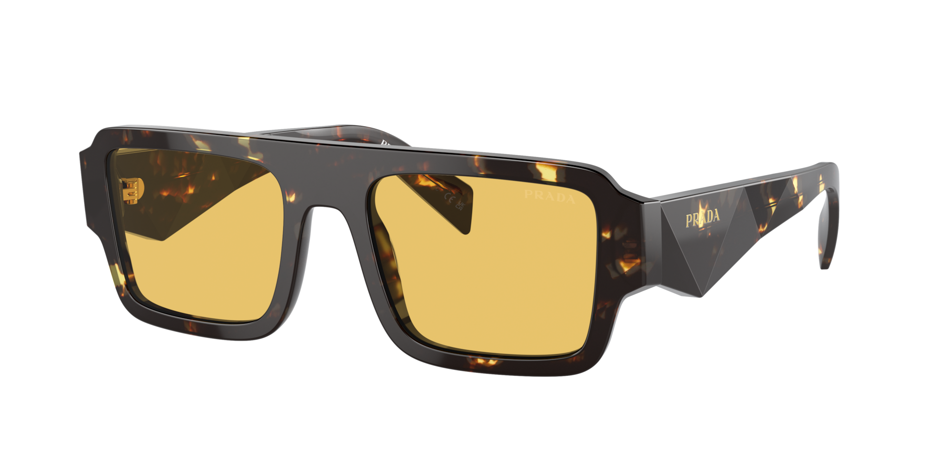 Prada Man Sunglass PR A05S -  Frame color: Black Malt Tortoise, Lens color: Yellow