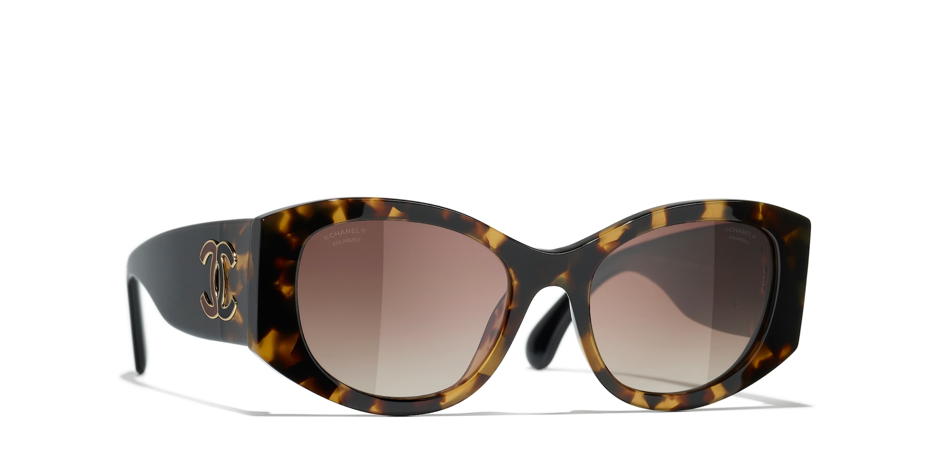 Chanel Woman Sunglass Oval Sunglasses CH5524A -  Frame color: Tortoise, Lens color: Brown