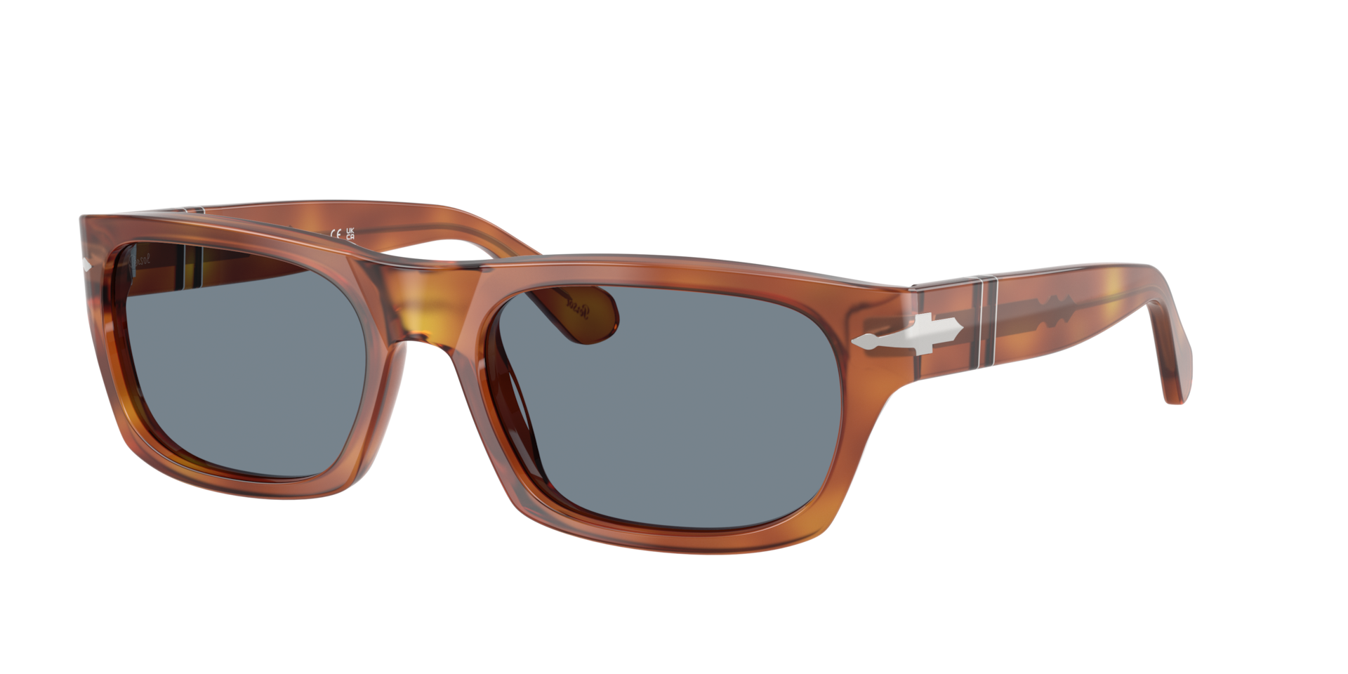Persol Unisex Blue Po3398s 96/56 Sunglasses Acetate Brown Squared Normal - Image 3