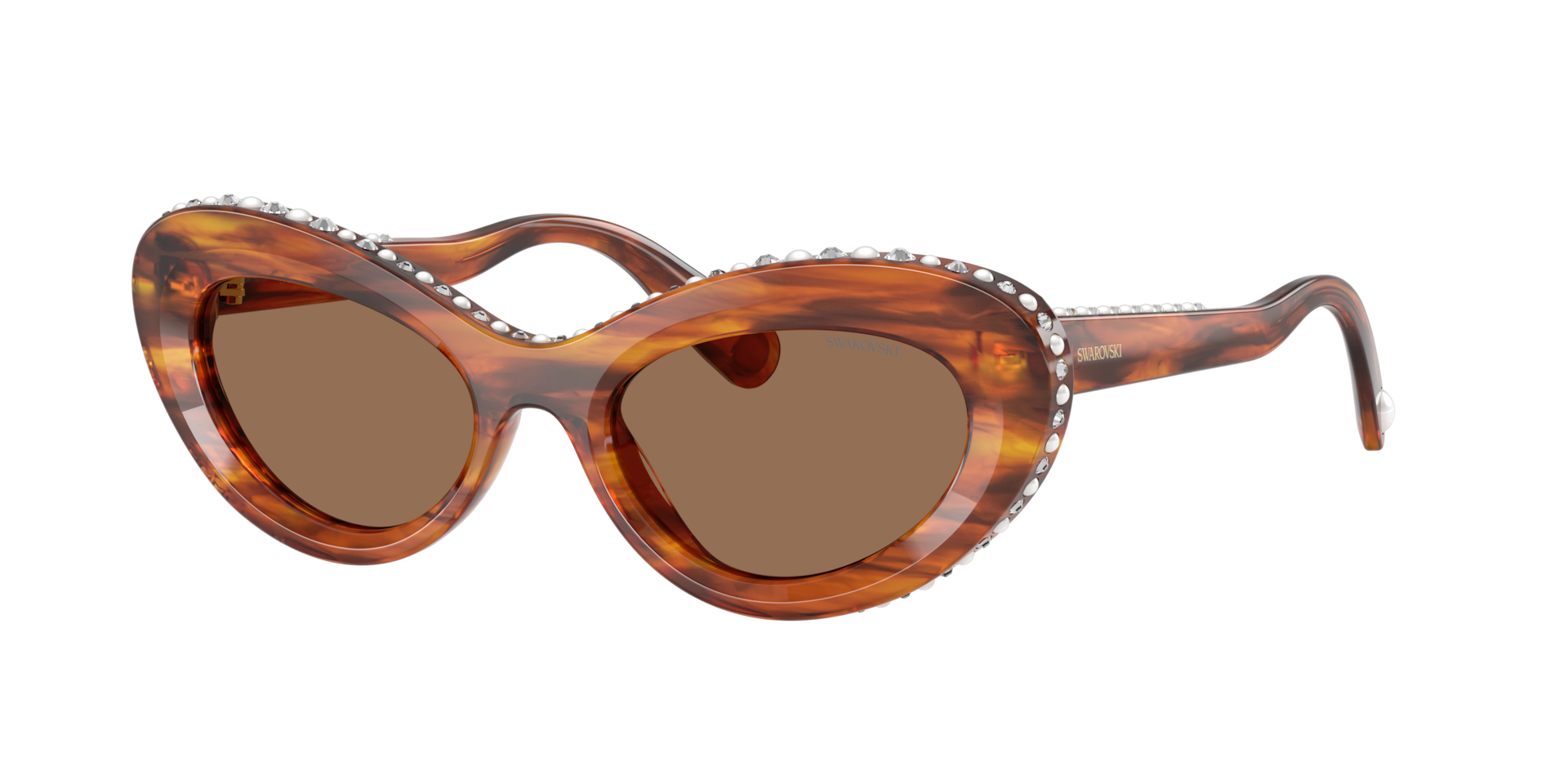 Swarovski Woman Sunglass SK6061U -  Frame color: Striped Havana, Lens color: Dark Brown