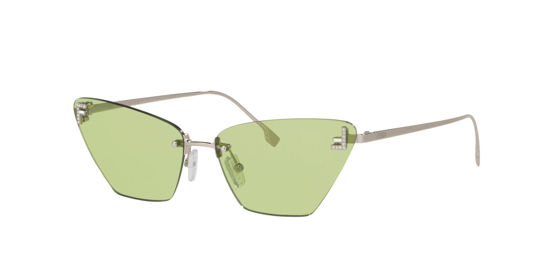 Fendi Femme Sunglass Fendi First Crystal FE4160US - Couleur du Monture Argent Couleur de Lentille Vert 210 €
