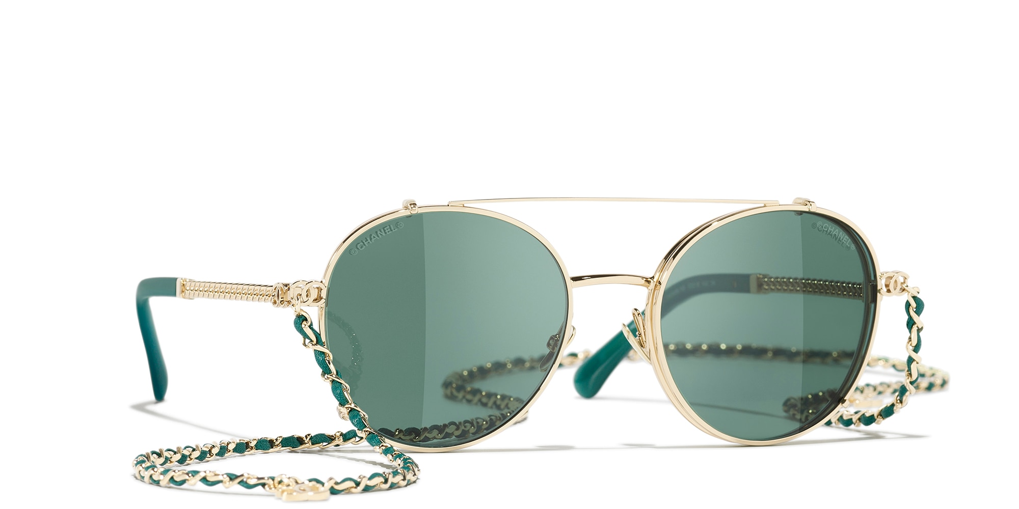 Chanel Woman Sunglass Pilot Sunglasses CH4291 -  Frame color: Pale Gold, Lens color: Transparent