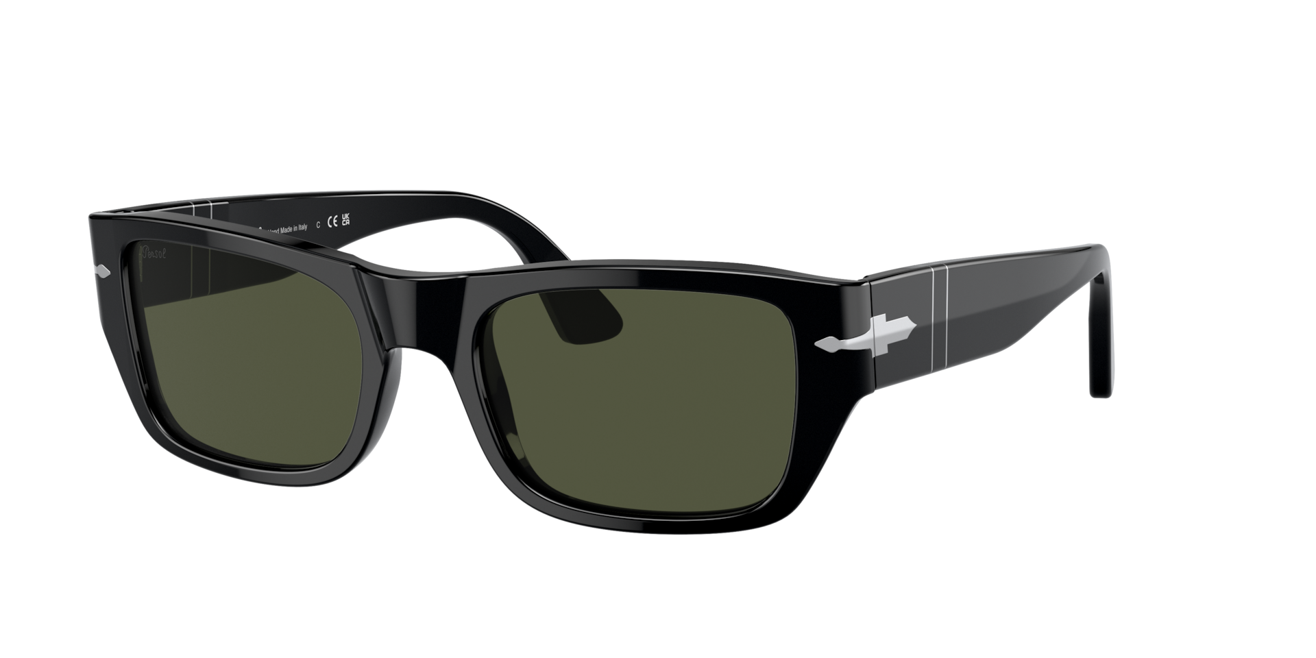Persol Unisex Sunglass PO3268S -  Frame color: Black, Lens color: Green