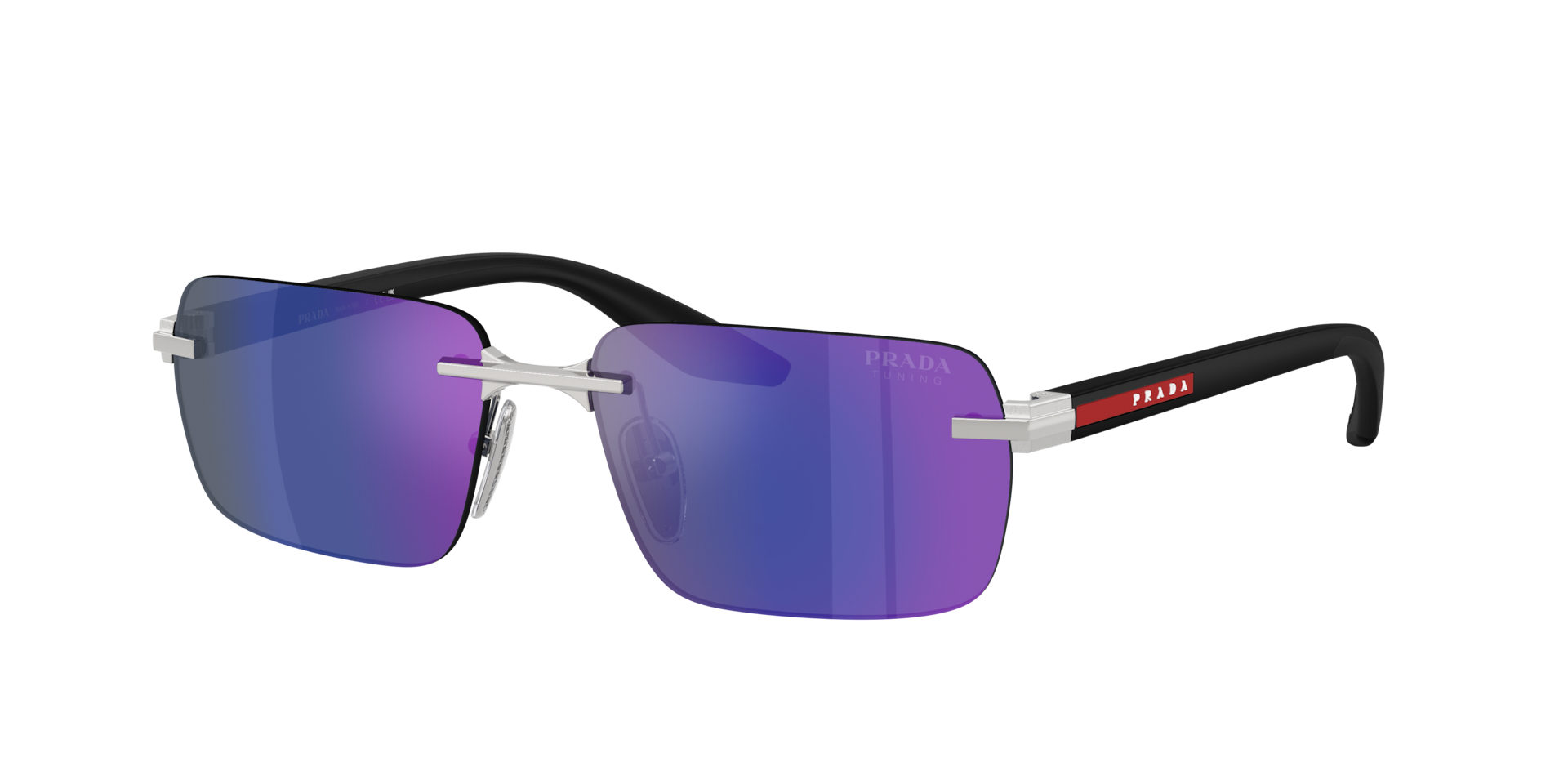 Prada Linea Rossa Man Sunglass PS C52S -  Frame color: Silver, Lens color: Dark Blue Mirror Violet Tuning