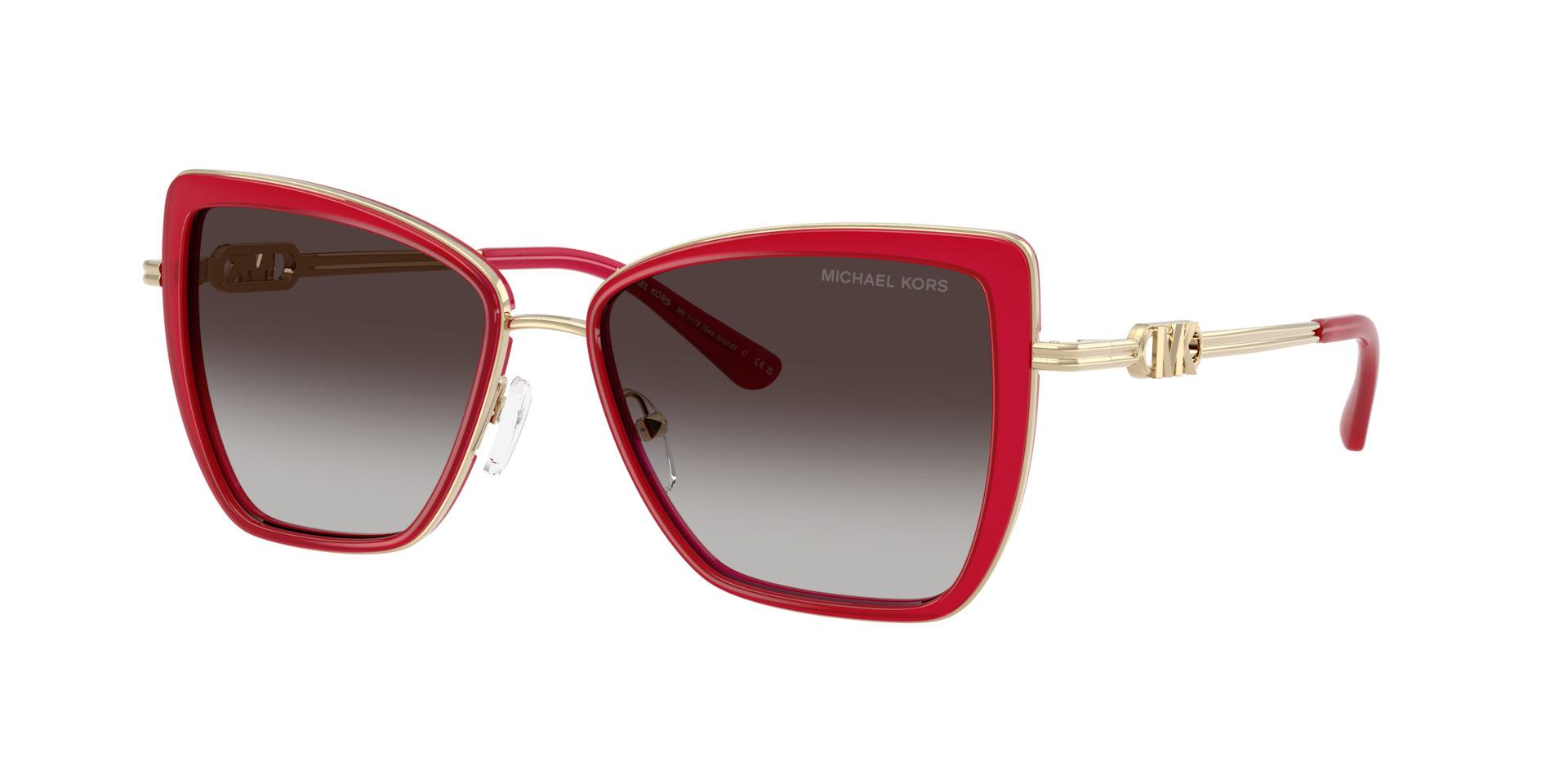 Michael Kors Femme Sunglass Sea Island - Couleur du Monture: Framboise, Couleur de Lentille: Noir dégradé Gris clair