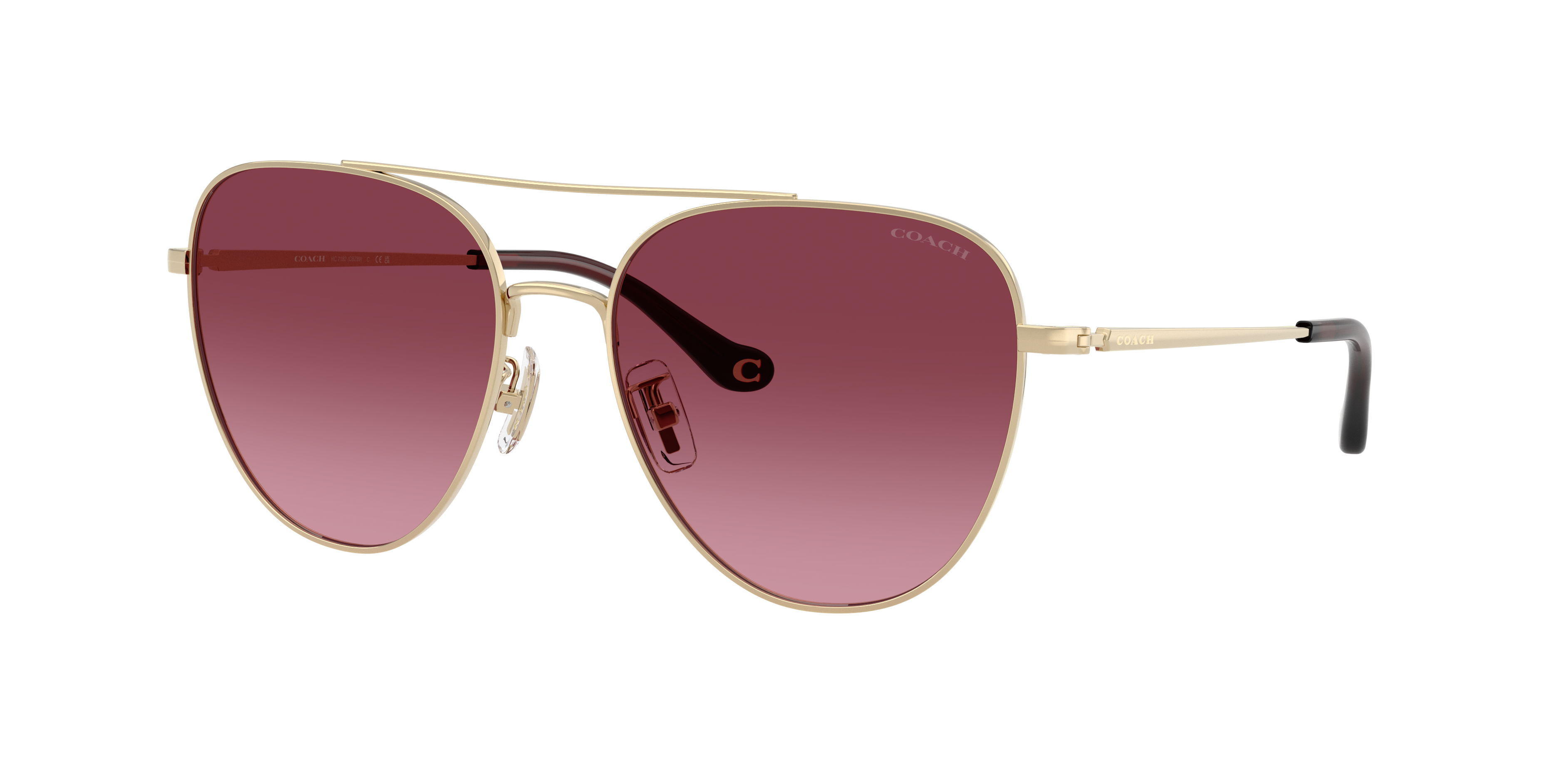 Coach Woman Sunglass CBZ89 -  Frame color: Shiny Light Gold, Lens color: Merlot Gradient