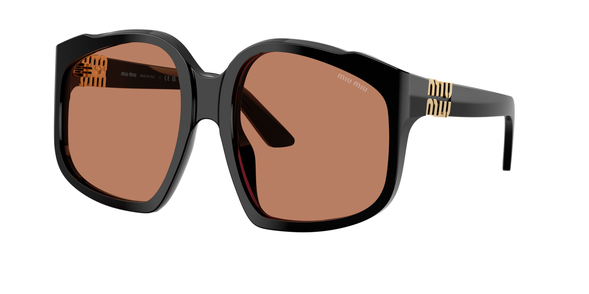 Miu Miu Femme Sunglass MU A07S - Couleur du Monture Noir Couleur de Lentille Brun 273 €