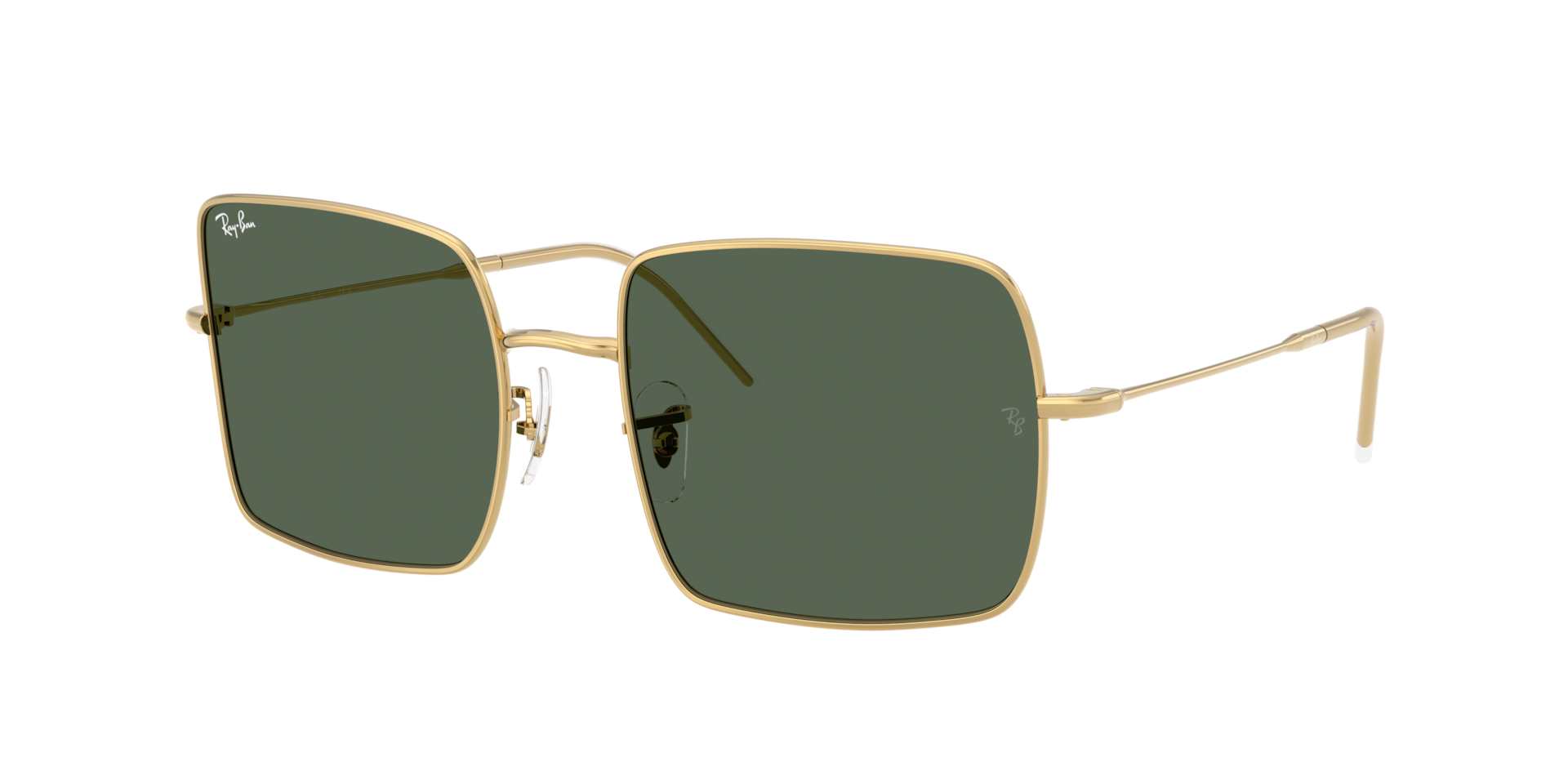 Ray-Ban Woman Sunglass Square 1971 Reverse -  Frame color: Arista Gold, Lens color: Dark Green