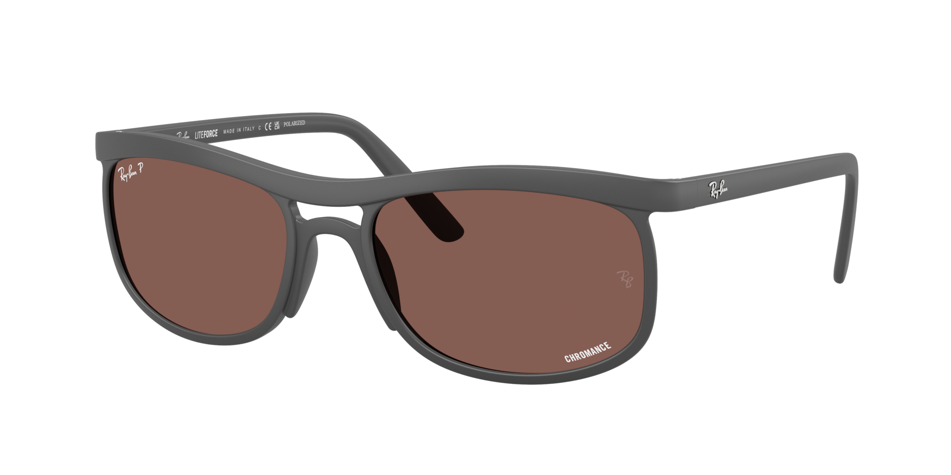 Ray-Ban Unisex Sunglass RB4452 Polarized+ Lenses Liteforce -  Frame color: Sand Grey, Lens color: Purple Polarised+
