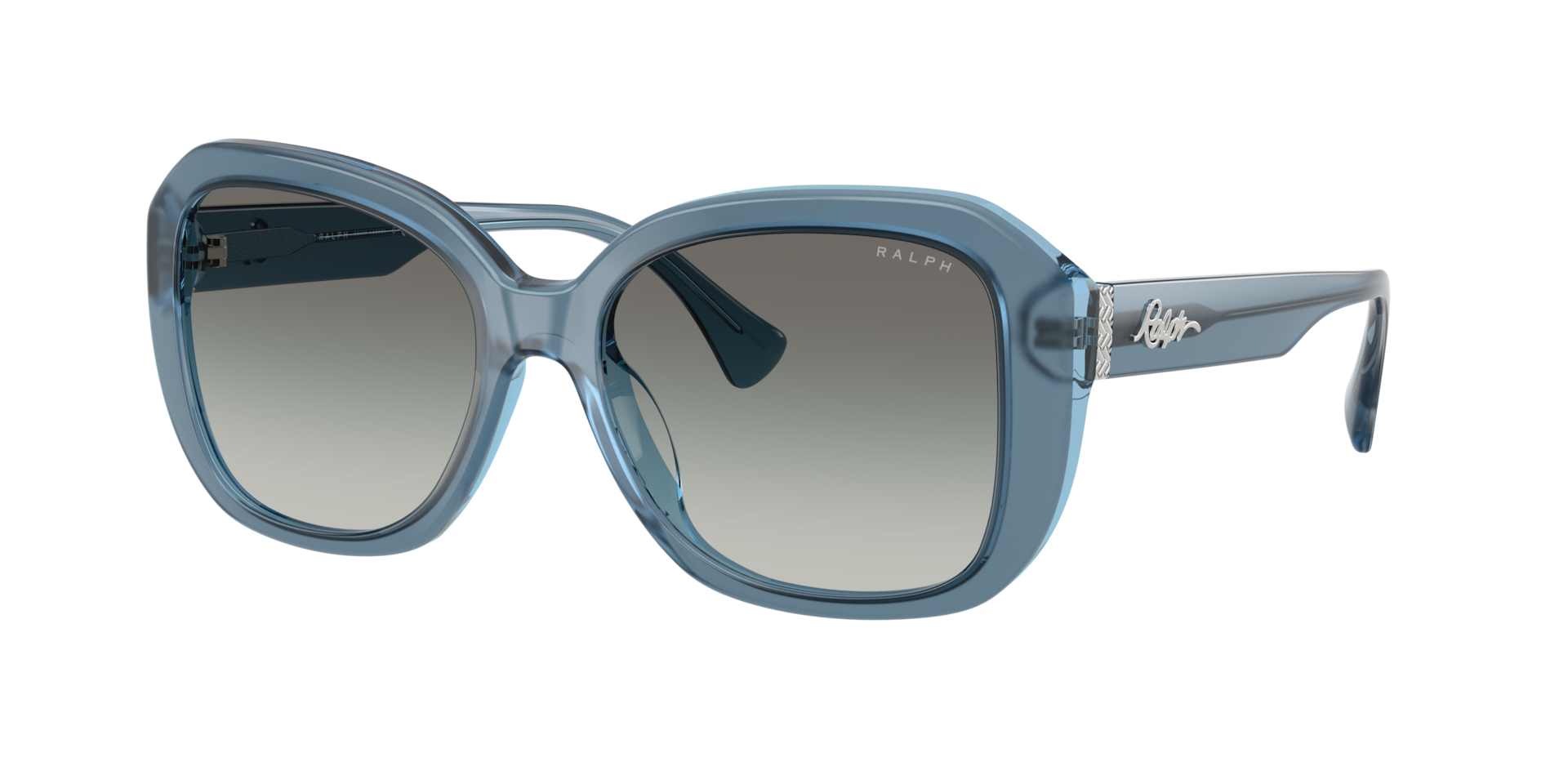 Ralph Femme Sunglass RA5321U - Couleur du Monture Bleu laiteux transparent brillant Couleur de Lentille Dgrad Gris 55 €