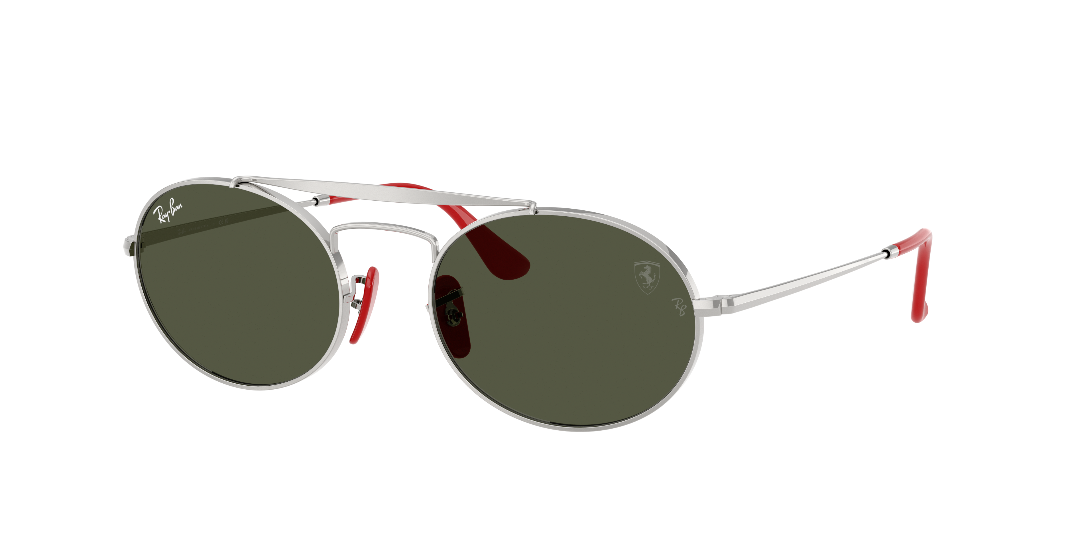 Ray-Ban Unisex Sunglass RB3775M Scuderia Ferrari Collection -  Frame color: Silver, Lens color: Green