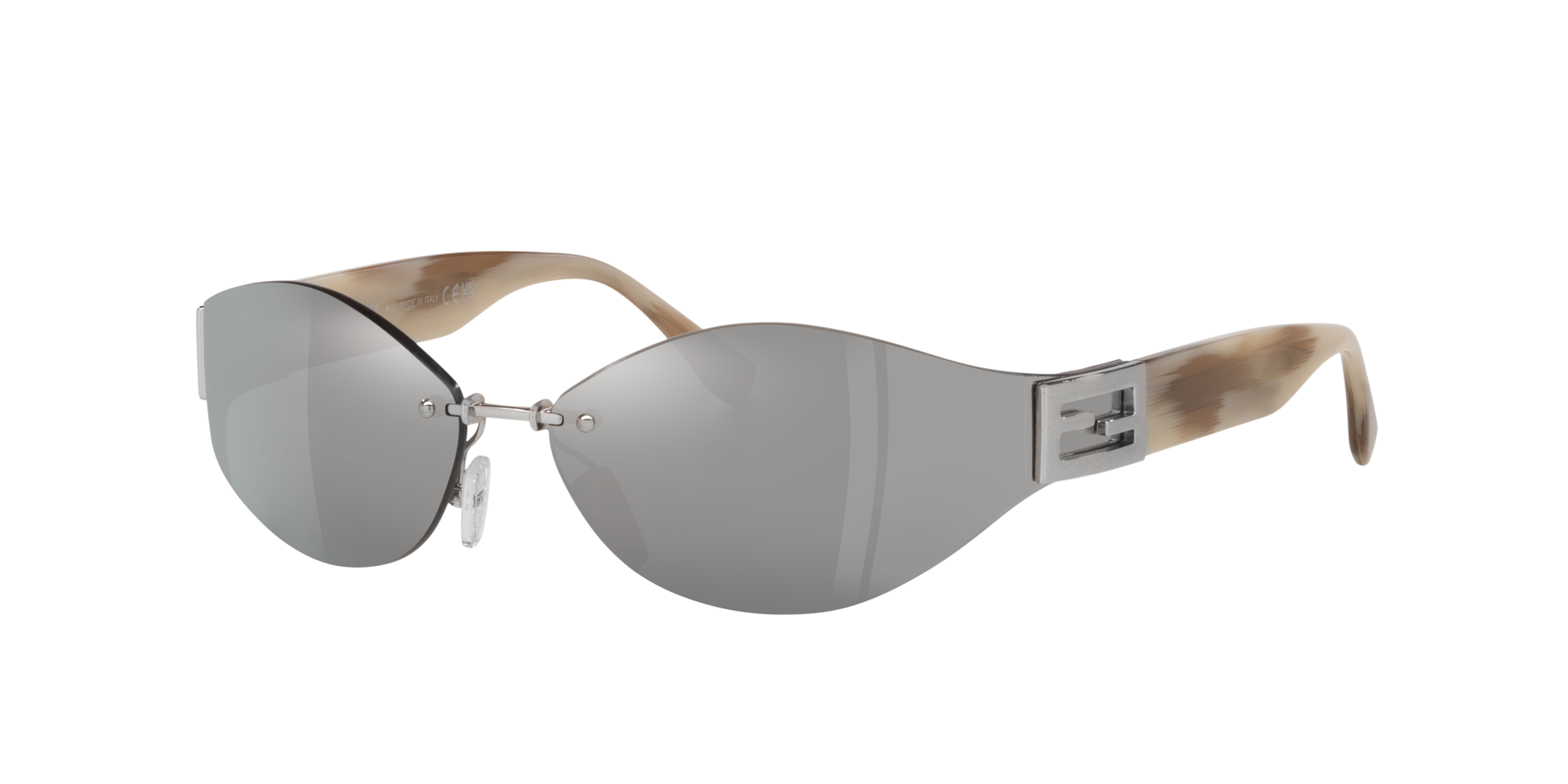 Fendi Femme Sunglass Baguette FE40159U - Couleur du Monture Argent Couleur de Lentille Argent effet miroir 210 €