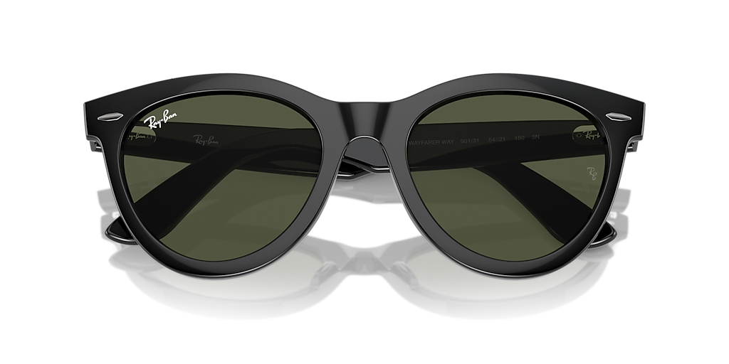 Ray-Ban Wayfarer Way L (51 - 21) with Green lenses and Black frame