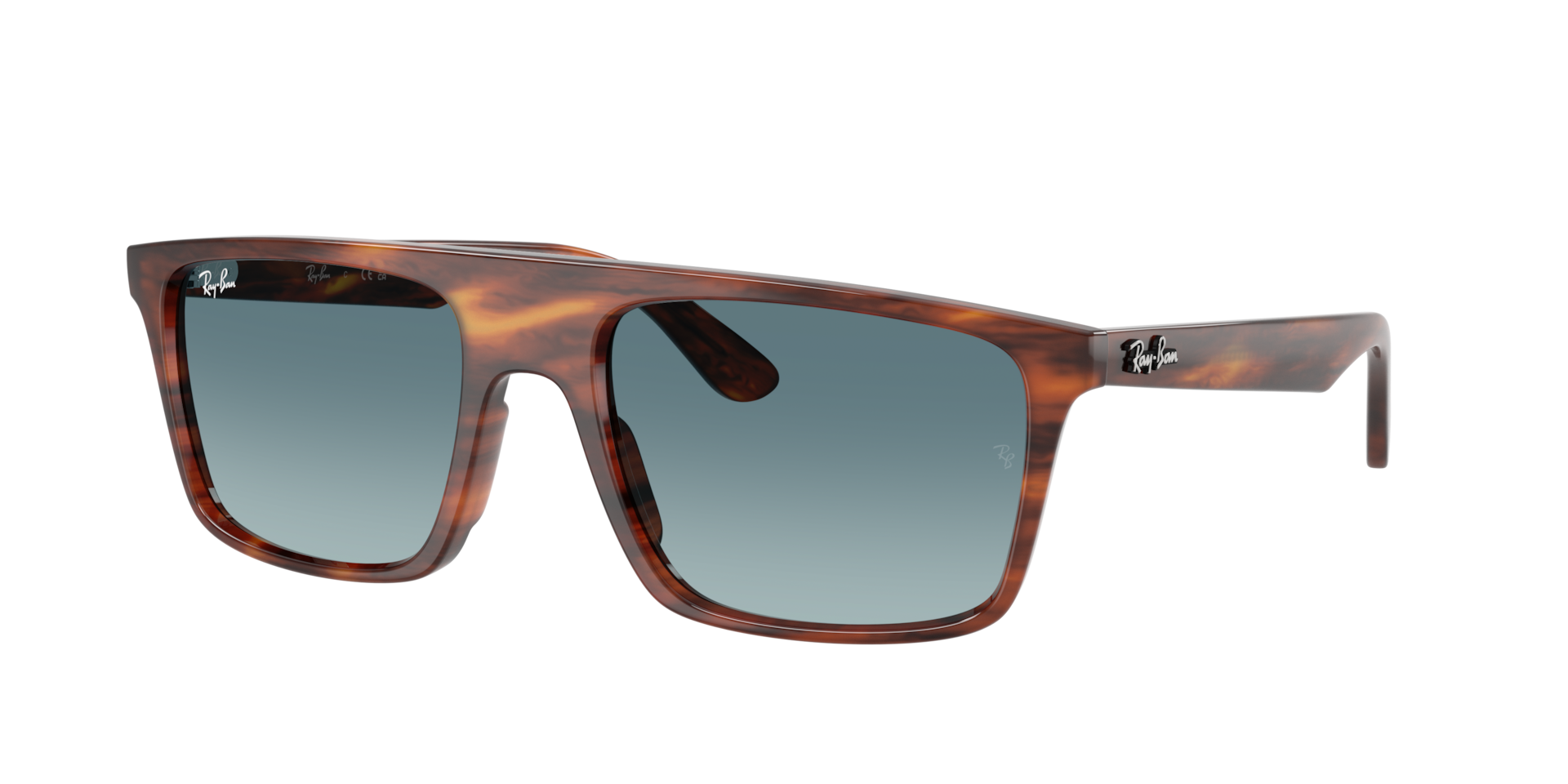 Ray-Ban Unisex Sunglass RB2222 -  Frame color: Striped Havana, Lens color: Blue Gradient Grey